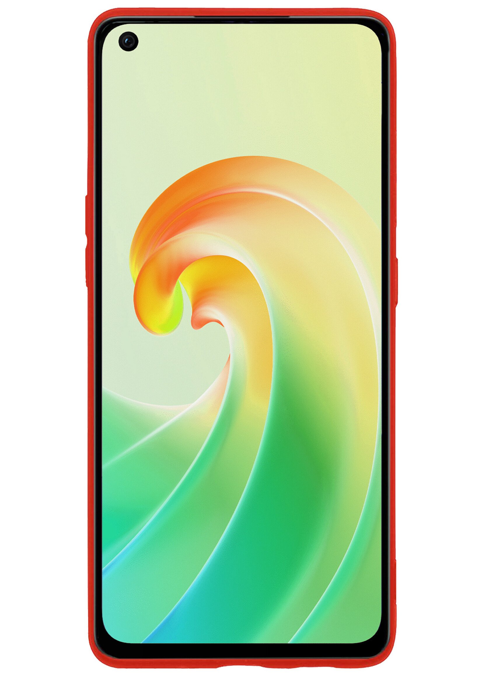 LUQ Hoesje Geschikt voor OPPO A96 Hoesje Siliconen Case Met Screenprotector - Hoes Geschikt voor OPPO A96 Hoes Siliconen - Rood