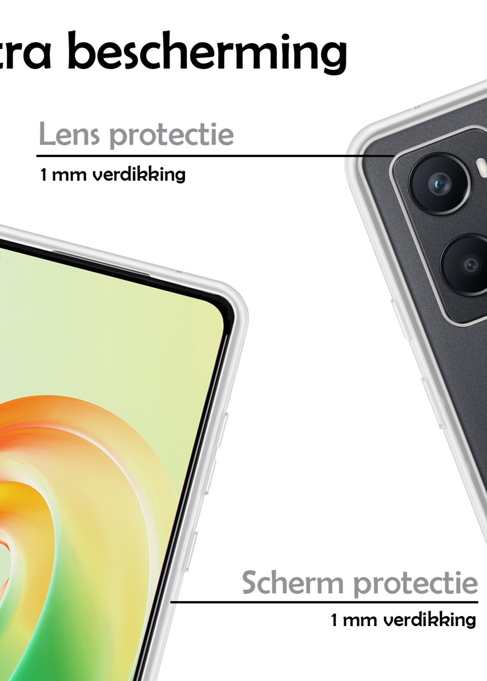 LUQ Hoesje Geschikt voor OPPO A96 Hoesje Siliconen Case Met Screenprotector - Hoes Geschikt voor OPPO A96 Hoes Siliconen - Transparant