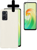 LUQ LUQ OPPO A96 Hoesje Siliconen Met Screenprotector - Wit