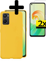 LUQ LUQ OPPO A96 Hoesje Siliconen Met 2x Screenprotector - Geel
