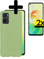 LUQ LUQ OPPO A96 Hoesje Siliconen Met 2x Screenprotector - Groen