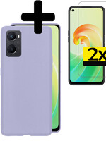 LUQ LUQ OPPO A96 Hoesje Siliconen Met 2x Screenprotector - Lila