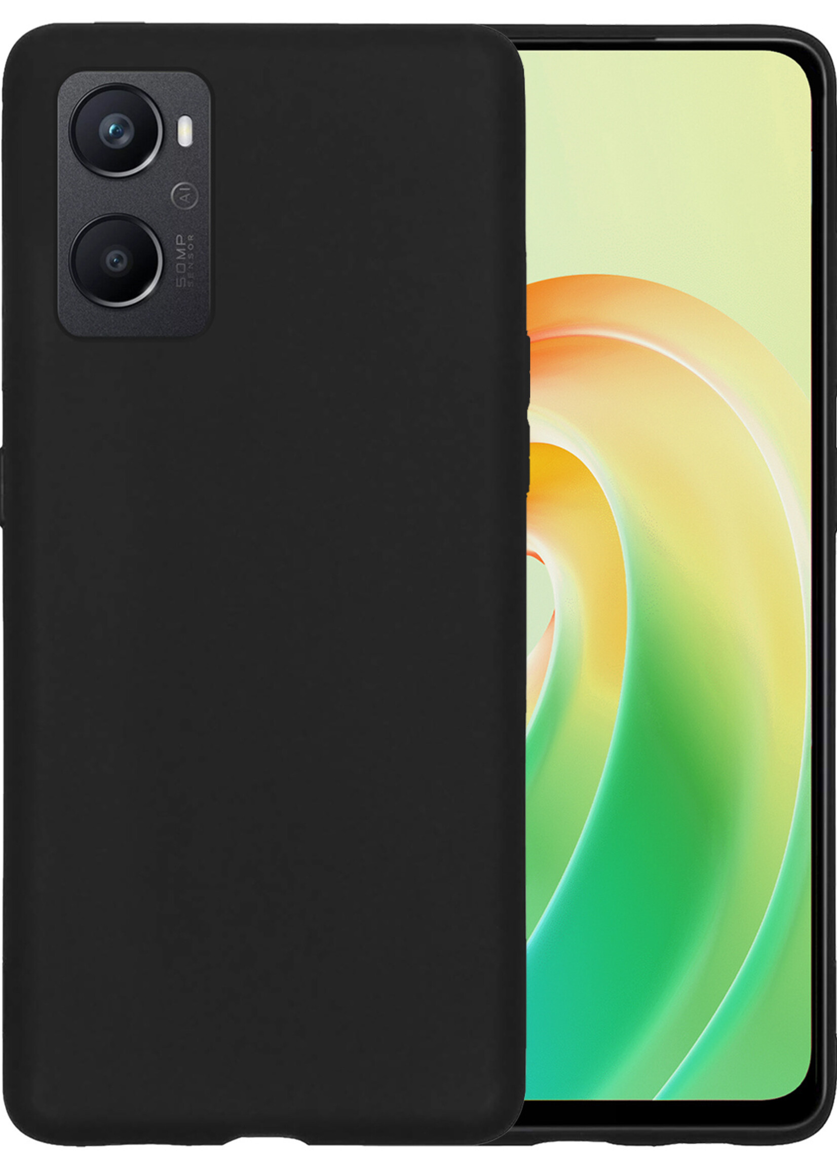 LUQ Hoesje Geschikt voor OPPO A96 Hoesje Siliconen Case - Hoes Geschikt voor OPPO A96 Hoes Siliconen - Zwart