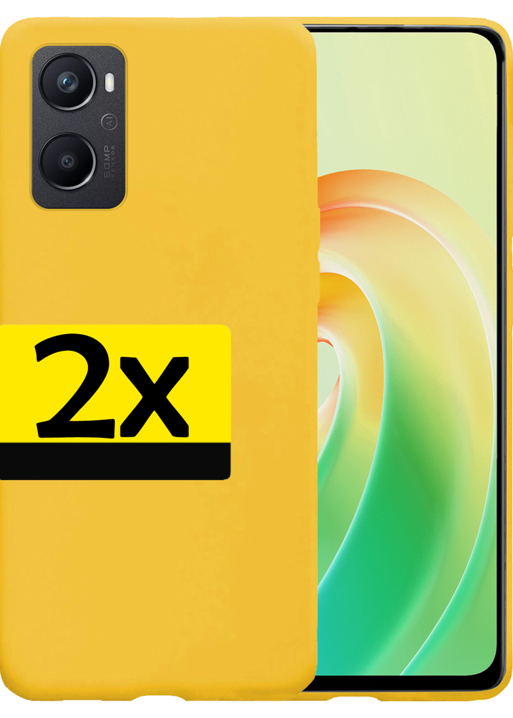 LUQ Hoesje Geschikt voor OPPO A96 Hoesje Siliconen Case - Hoes Geschikt voor OPPO A96 Hoes Siliconen - Geel - 2 Stuks