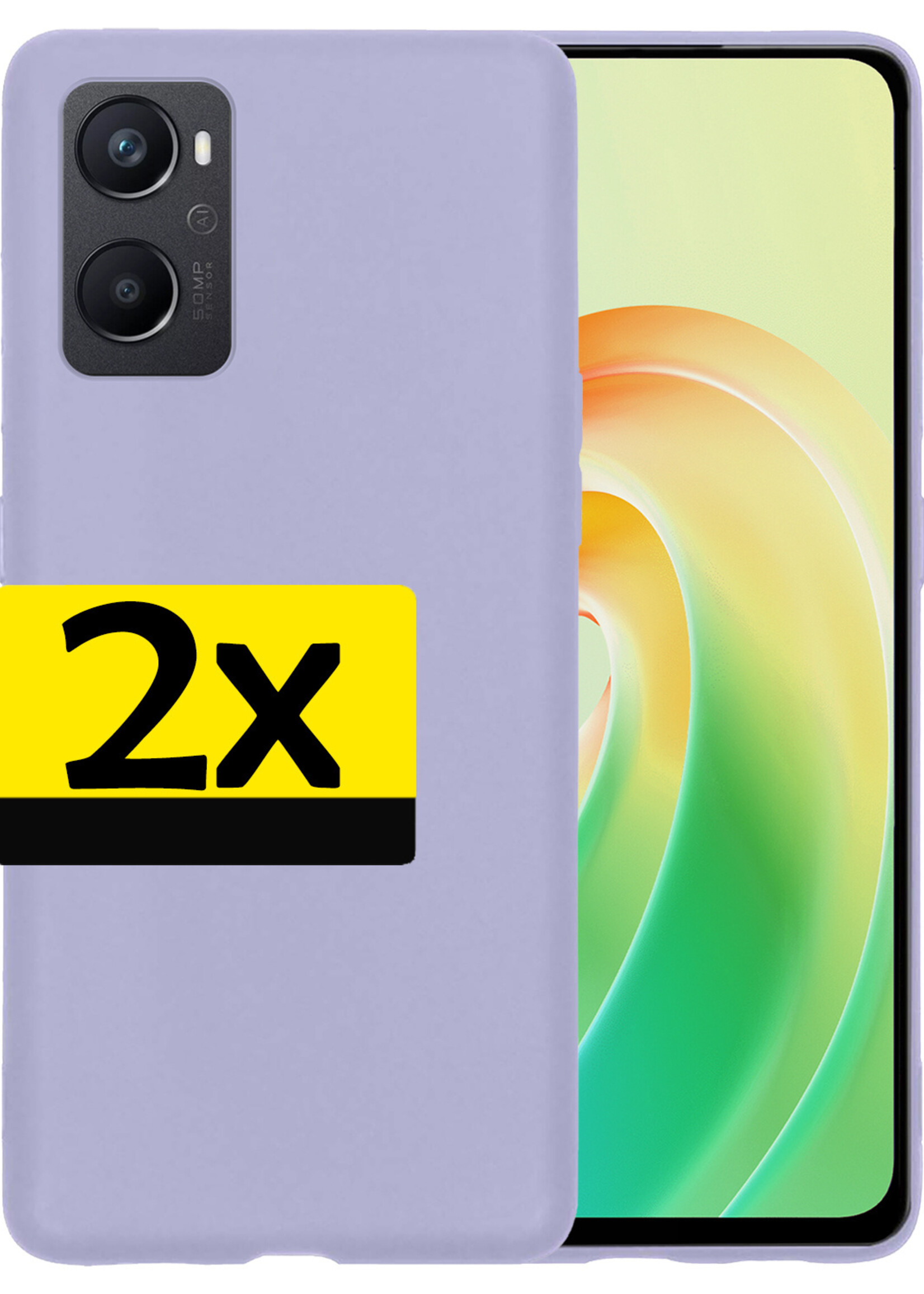 LUQ Hoesje Geschikt voor OPPO A96 Hoesje Siliconen Case - Hoes Geschikt voor OPPO A96 Hoes Siliconen - Lila - 2 Stuks