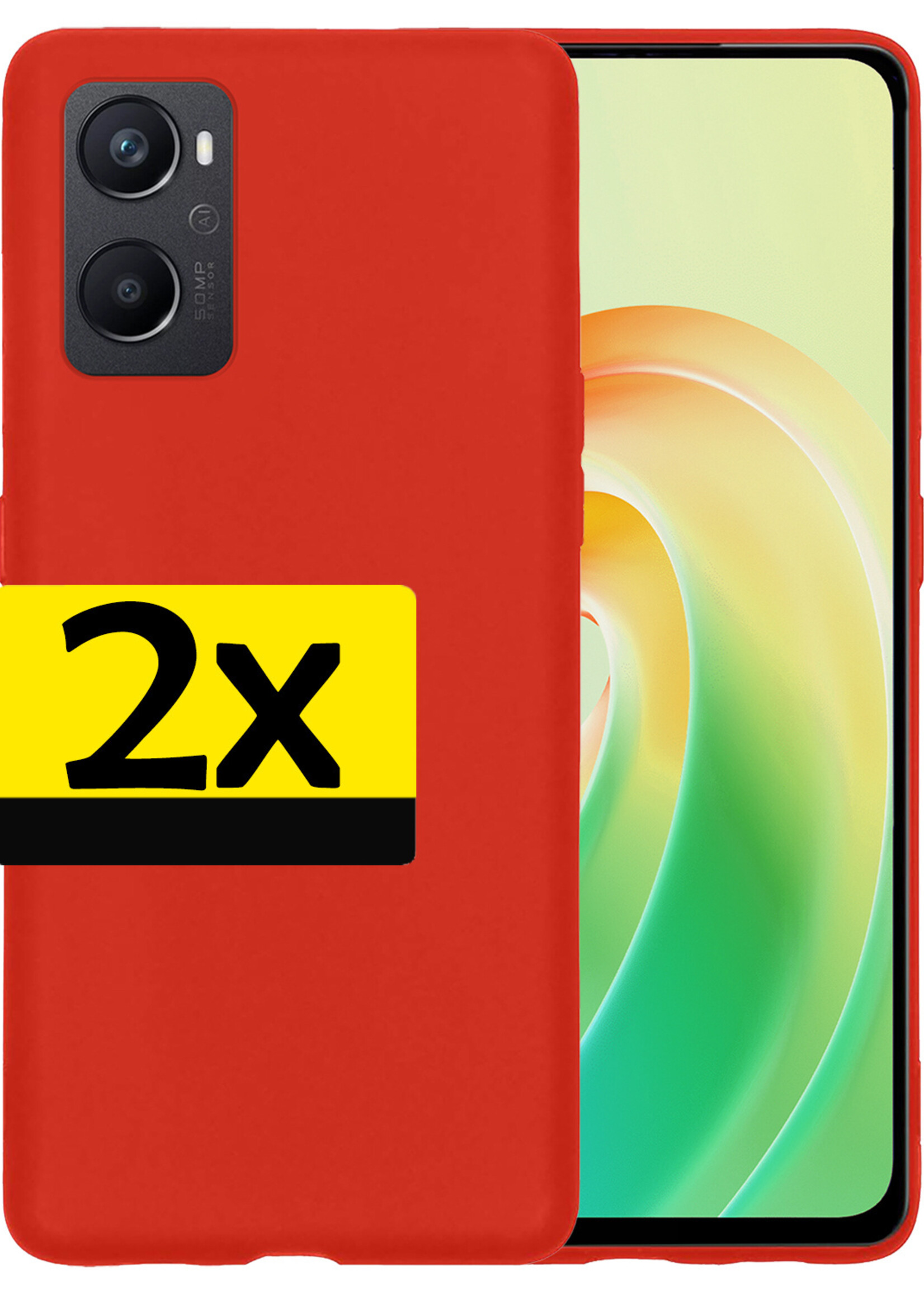 LUQ Hoesje Geschikt voor OPPO A96 Hoesje Siliconen Case - Hoes Geschikt voor OPPO A96 Hoes Siliconen - Rood - 2 Stuks