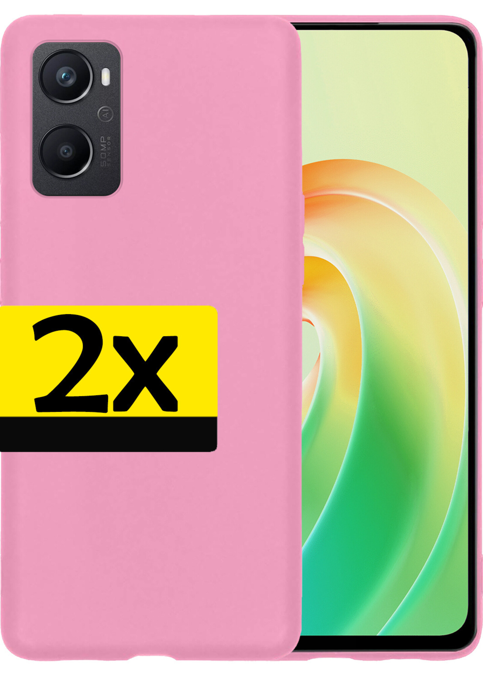 LUQ Hoesje Geschikt voor OPPO A96 Hoesje Siliconen Case - Hoes Geschikt voor OPPO A96 Hoes Siliconen - Lichtroze - 2 Stuks