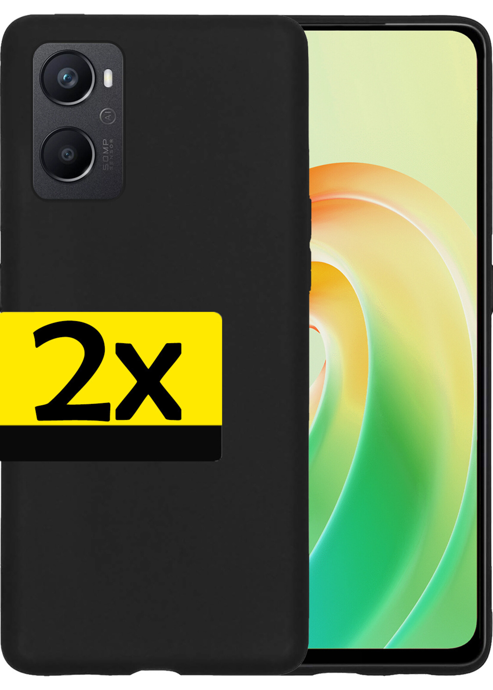 LUQ Hoesje Geschikt voor OPPO A96 Hoesje Siliconen Case - Hoes Geschikt voor OPPO A96 Hoes Siliconen - Zwart - 2 Stuks