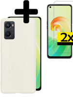 LUQ LUQ OPPO A96 Hoesje Siliconen Met 2x Screenprotector - Wit