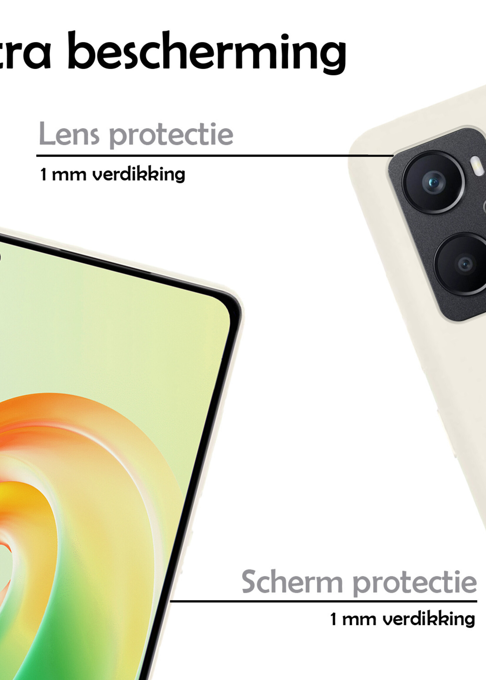 LUQ Hoesje Geschikt voor OPPO A96 Hoesje Siliconen Case Met 2x Screenprotector - Hoes Geschikt voor OPPO A96 Hoes Siliconen - Wit