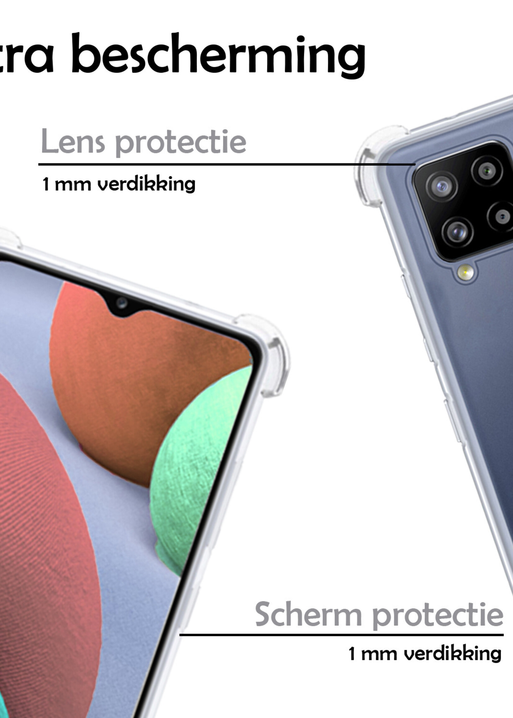LUQ Hoesje Geschikt voor Samsung A12 Hoesje Shockproof Case Siliconen Hoes Met Koord - Transparant