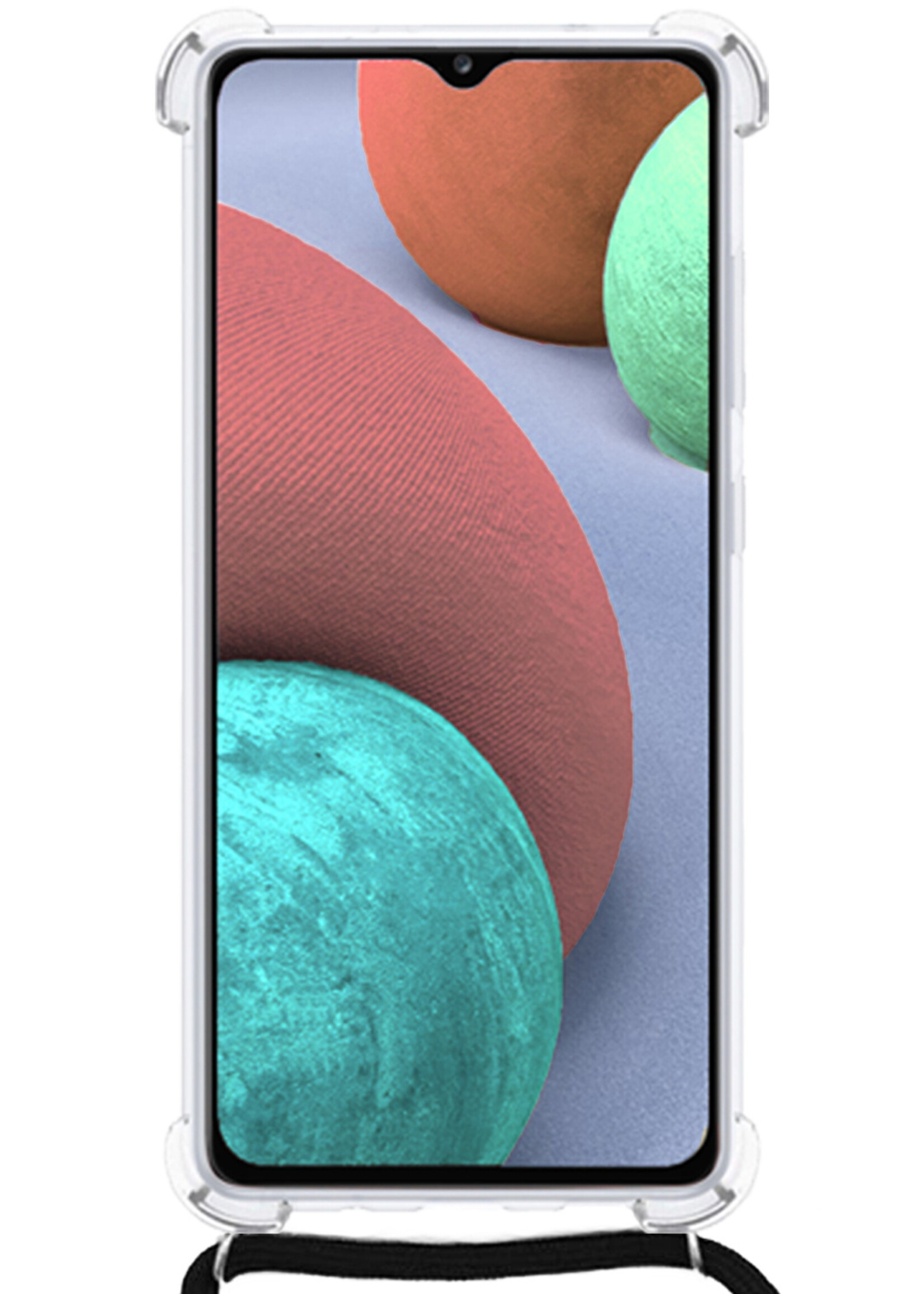 LUQ Hoesje Geschikt voor Samsung A12 Hoesje Shockproof Case Siliconen Hoes Met Koord - Transparant