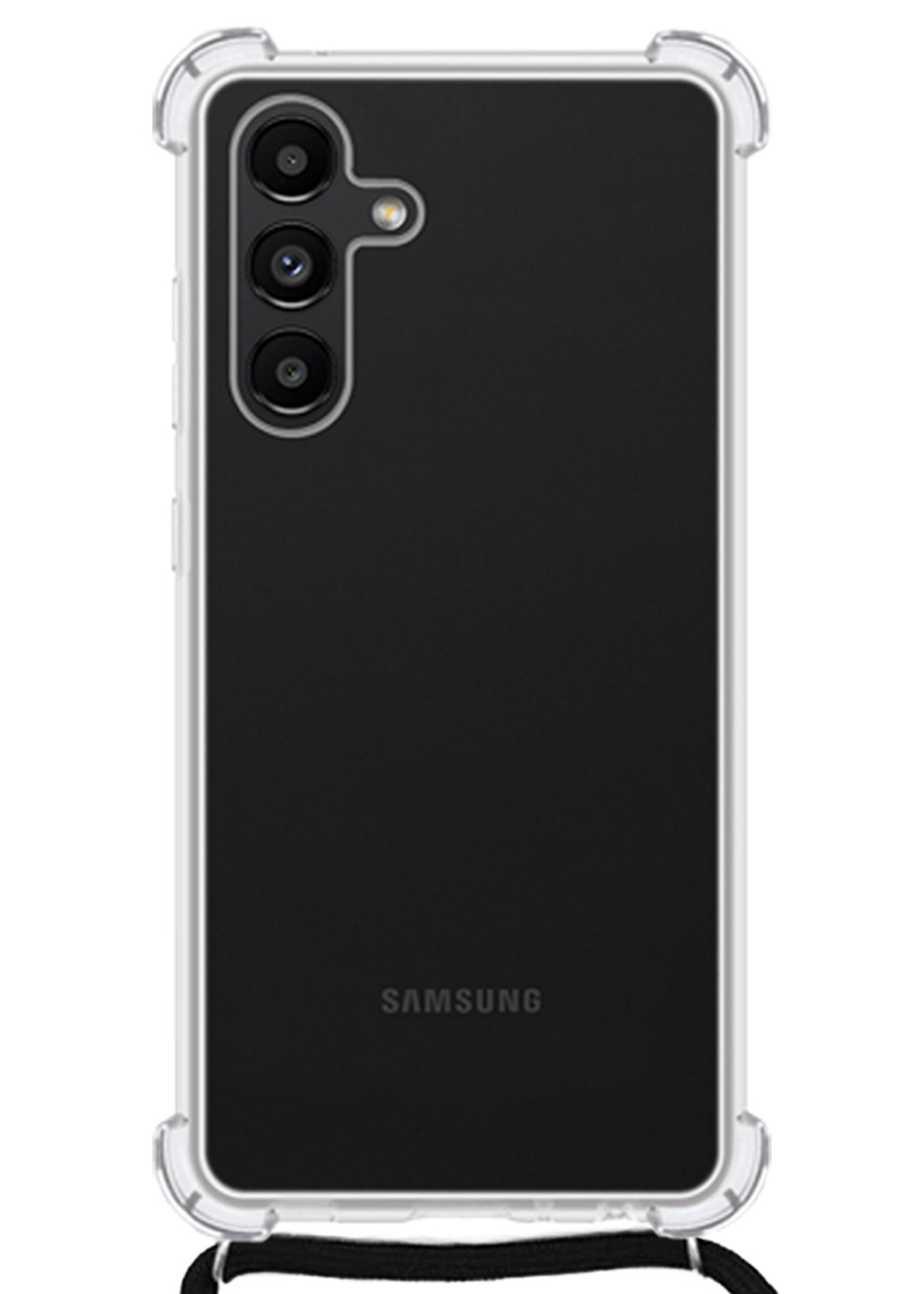 LUQ Hoesje Geschikt voor Samsung A13 5G Hoesje Shockproof Case Siliconen Hoes Met Koord - Transparant