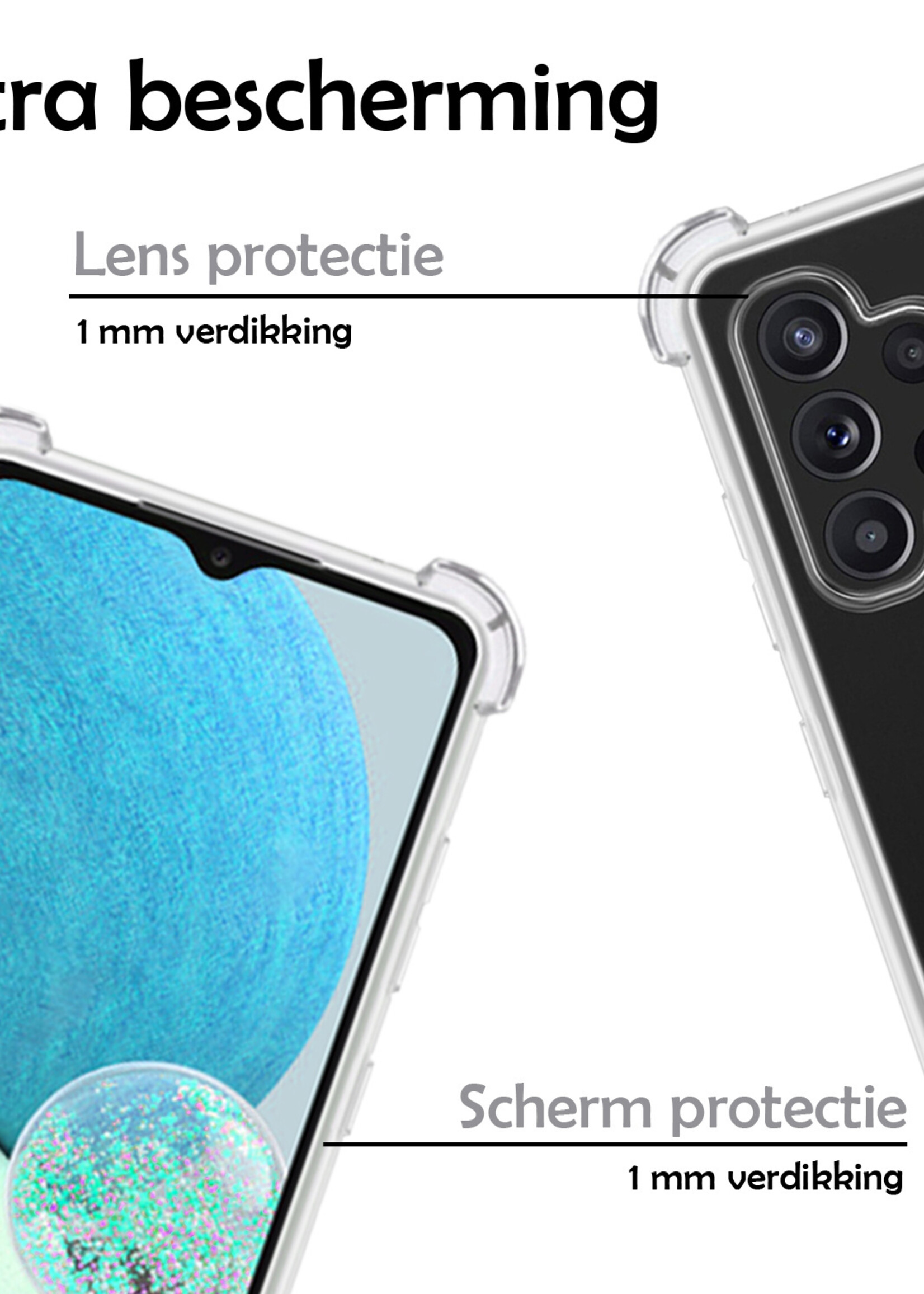 LUQ Hoesje Geschikt voor Samsung A32 4G Hoesje Shockproof Case Siliconen Hoes Met Koord - Transparant