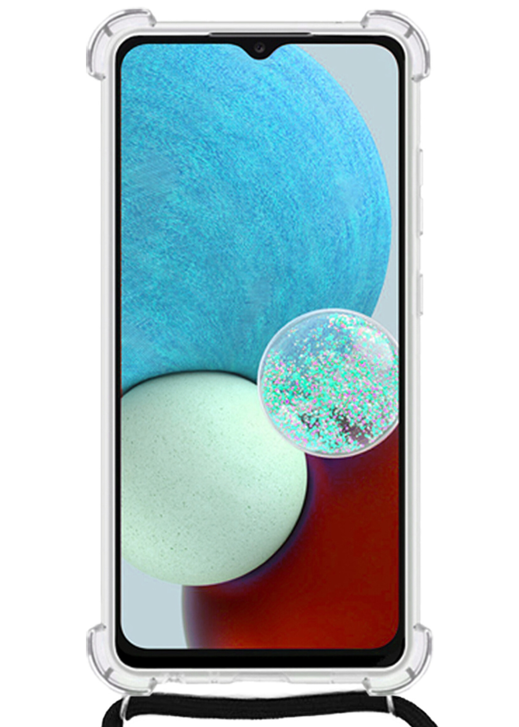 LUQ Hoesje Geschikt voor Samsung A32 4G Hoesje Shockproof Case Siliconen Hoes Met Koord - Transparant