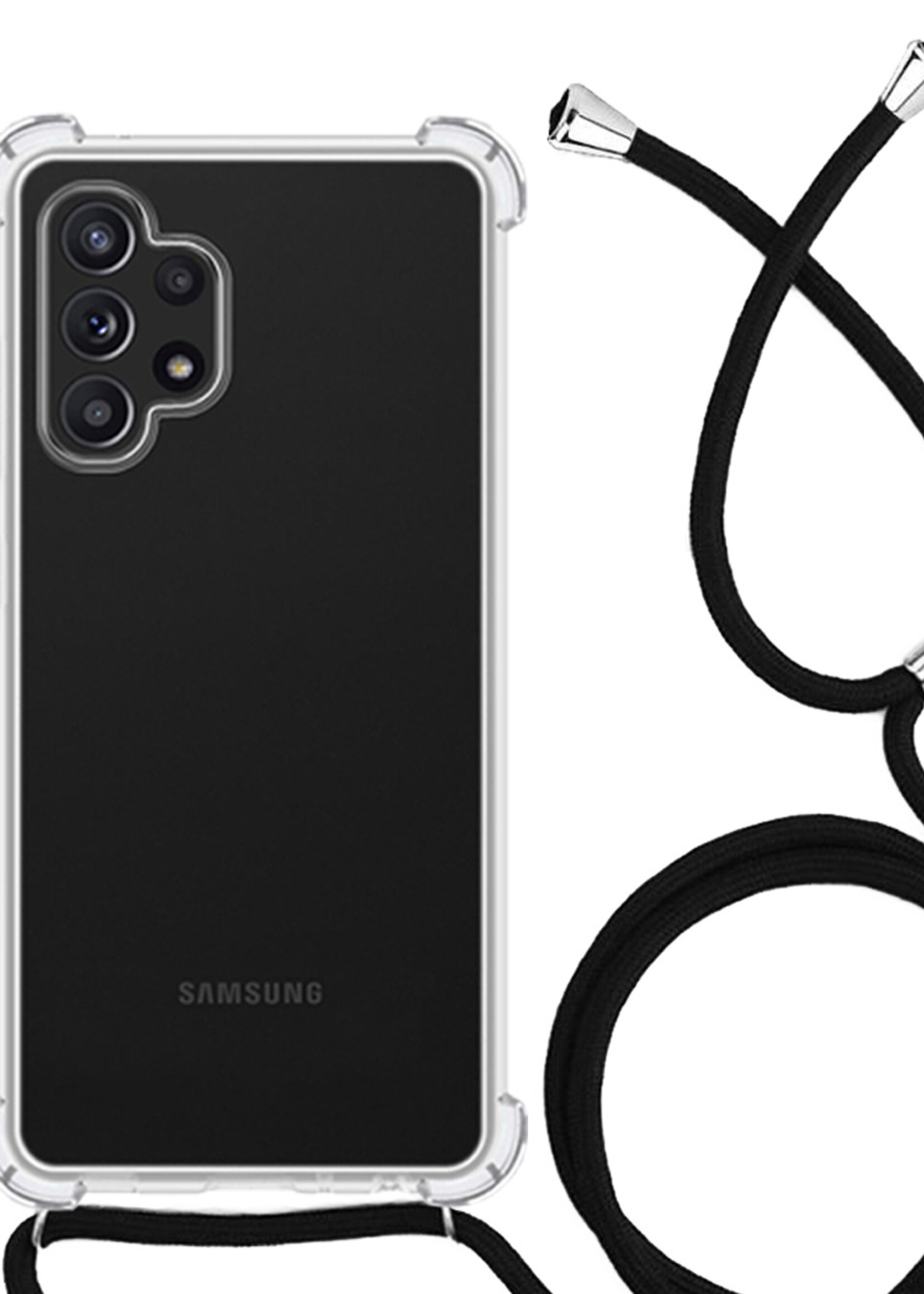 LUQ Hoesje Geschikt voor Samsung A32 5G Hoesje Shockproof Case Siliconen Hoes Met Koord - Transparant