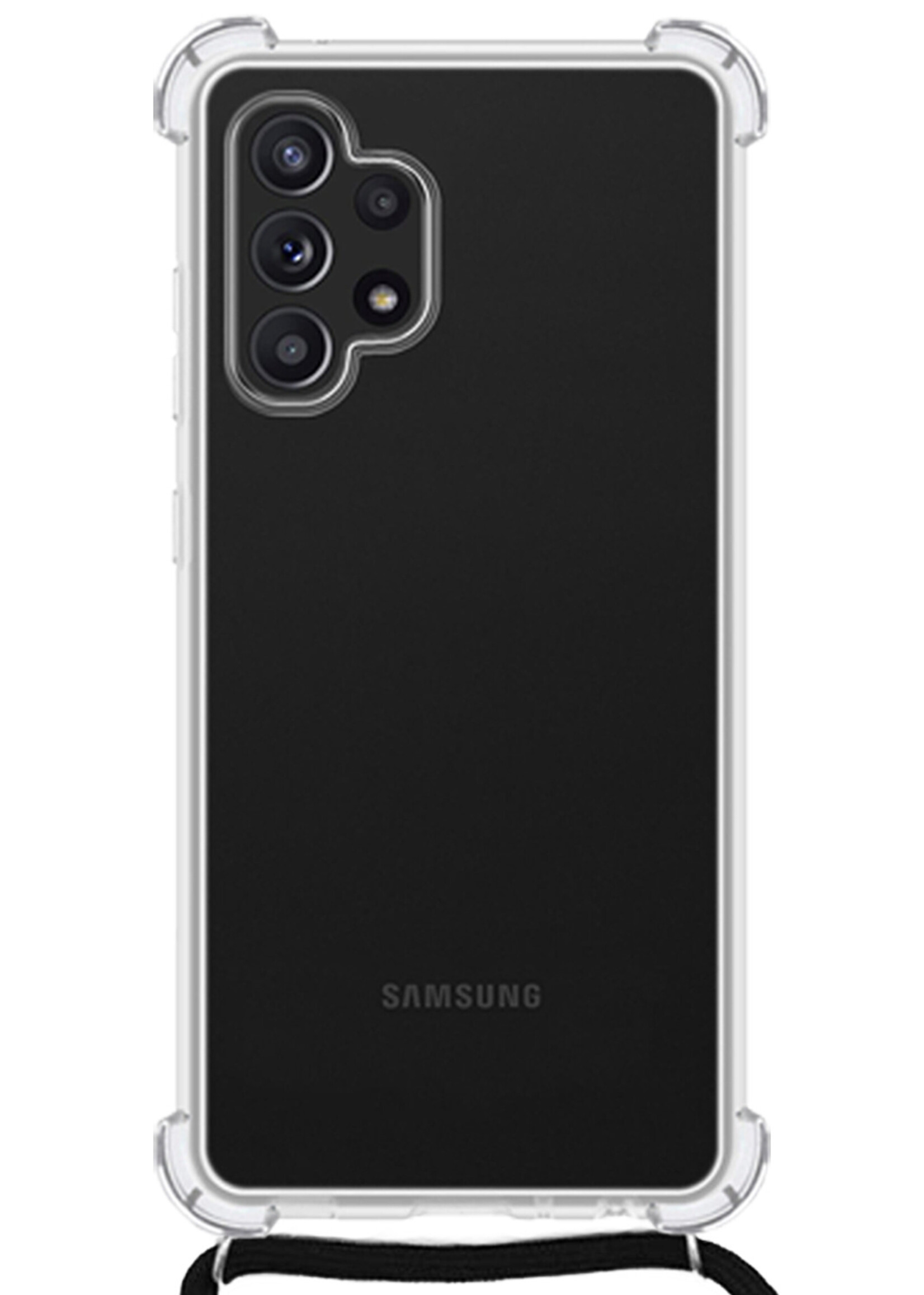 LUQ Hoesje Geschikt voor Samsung A32 5G Hoesje Shockproof Case Siliconen Hoes Met Koord - Transparant