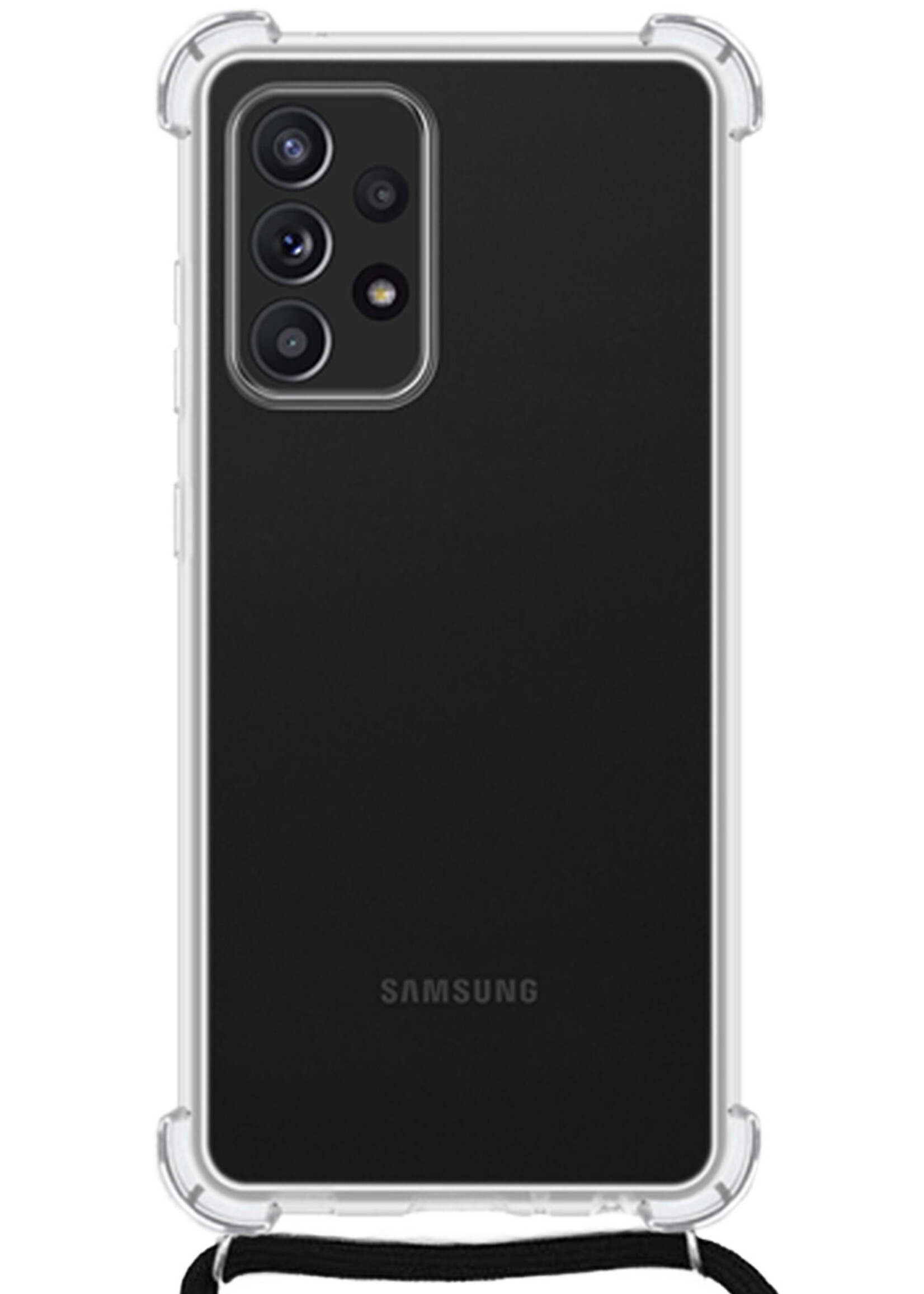 LUQ Hoesje Geschikt voor Samsung A52 Hoesje Shockproof Case Siliconen Hoes Met Koord - Transparant