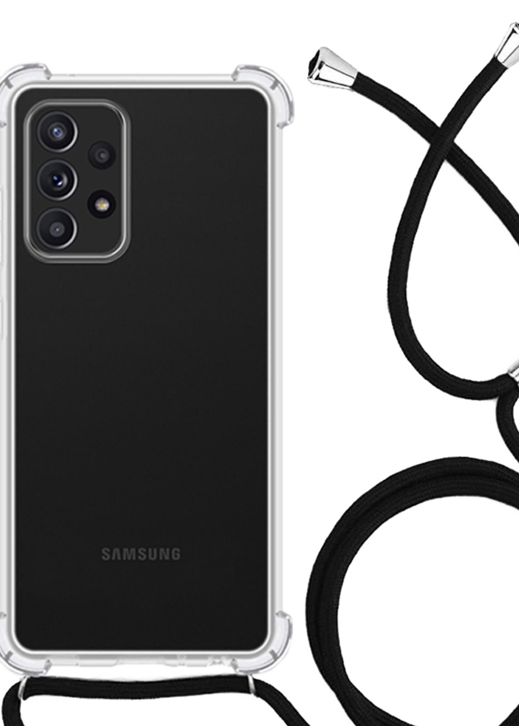 LUQ Hoesje Geschikt voor Samsung A52s Hoesje Shockproof Case Siliconen Hoes Met Koord - Transparant