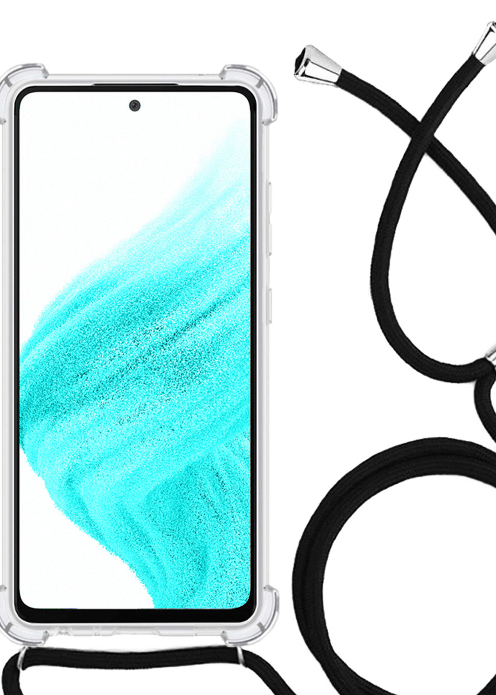 LUQ Hoesje Geschikt voor Samsung A53 Hoesje Shockproof Case Siliconen Hoes Met Koord - Transparant