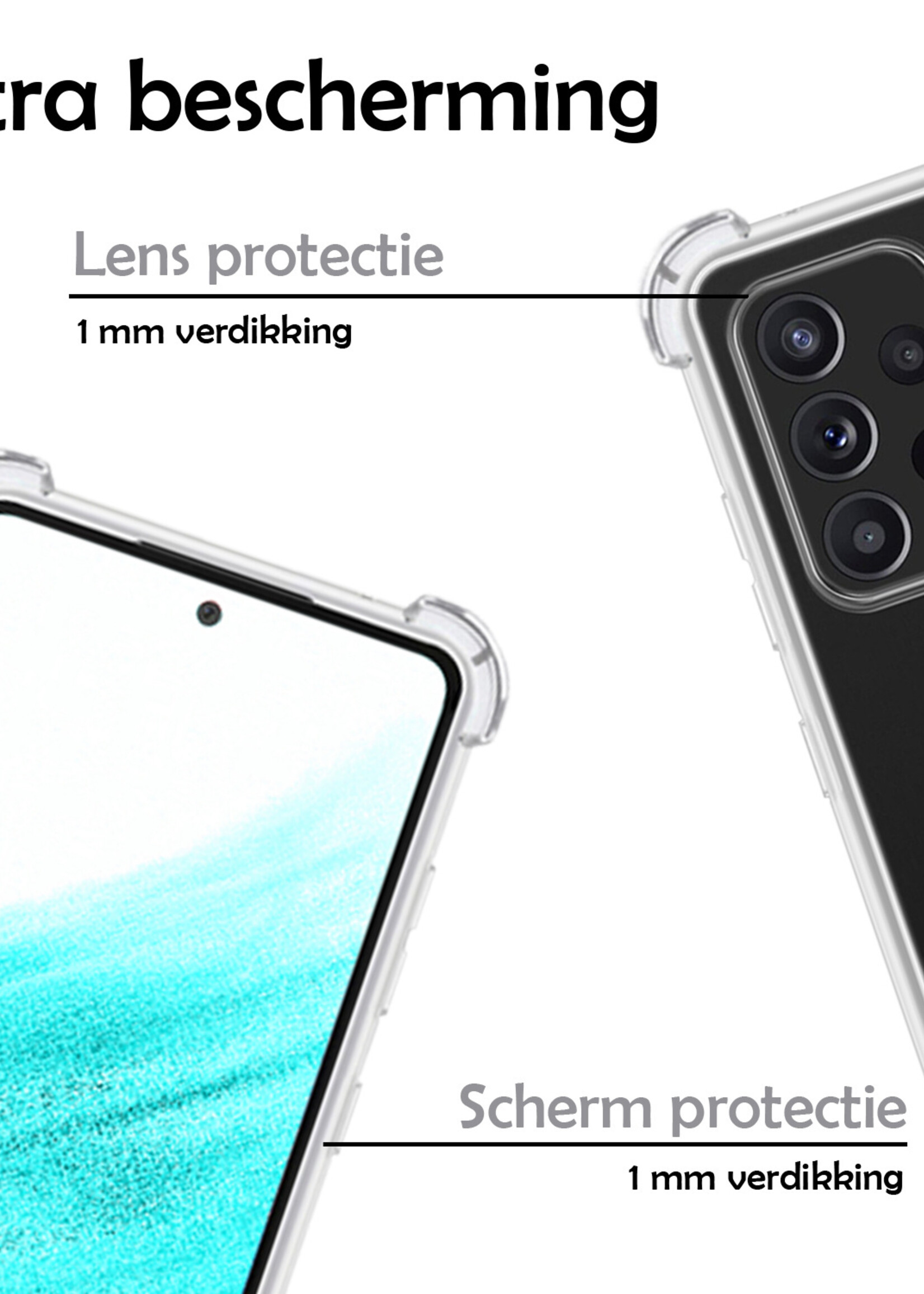 LUQ Hoesje Geschikt voor Samsung A72 Hoesje Shockproof Case Siliconen Hoes Met Koord - Transparant