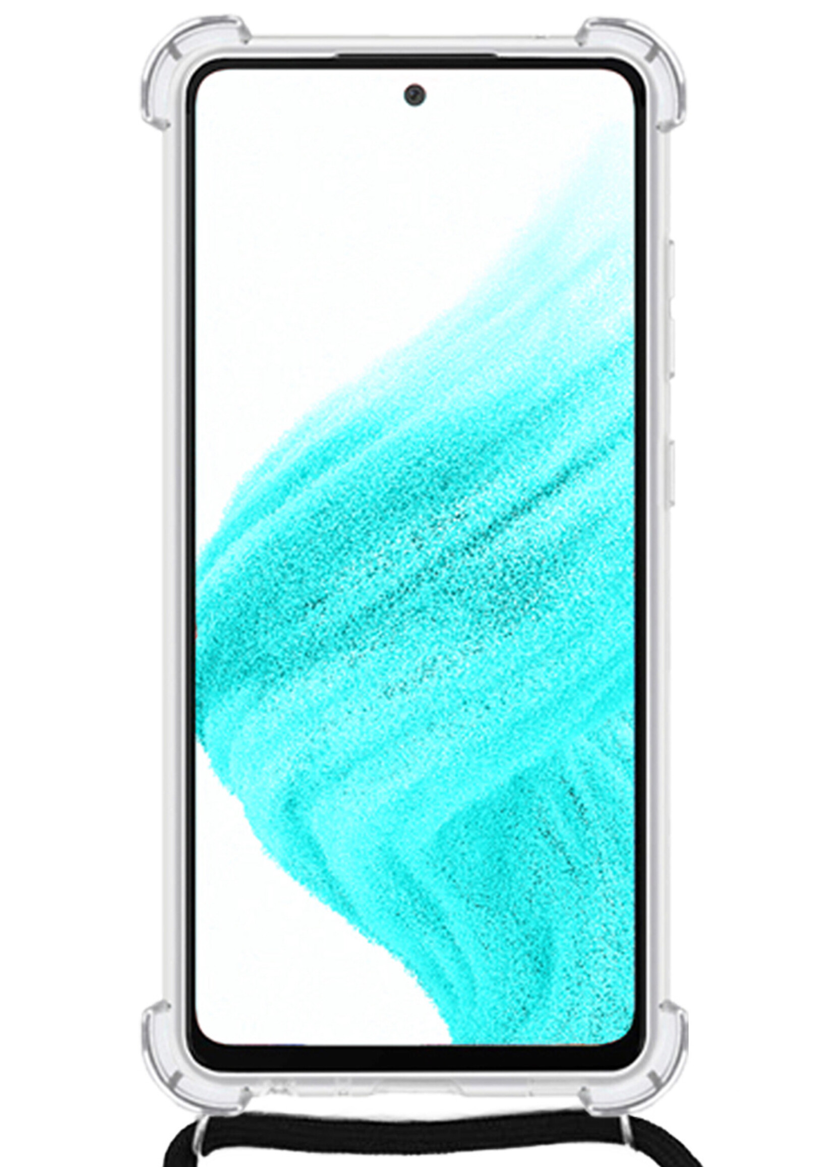 LUQ Hoesje Geschikt voor Samsung A72 Hoesje Shockproof Case Siliconen Hoes Met Koord - Transparant