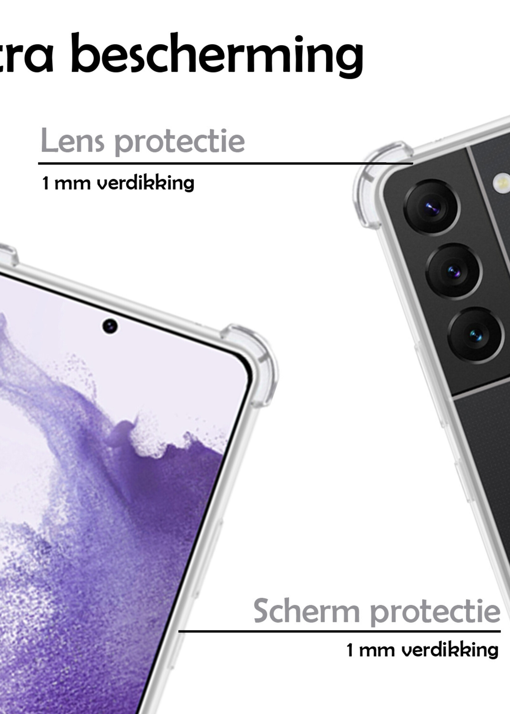 LUQ Hoesje Geschikt voor Samsung S21 Plus Hoesje Shockproof Case Siliconen Hoes Met Koord - Transparant