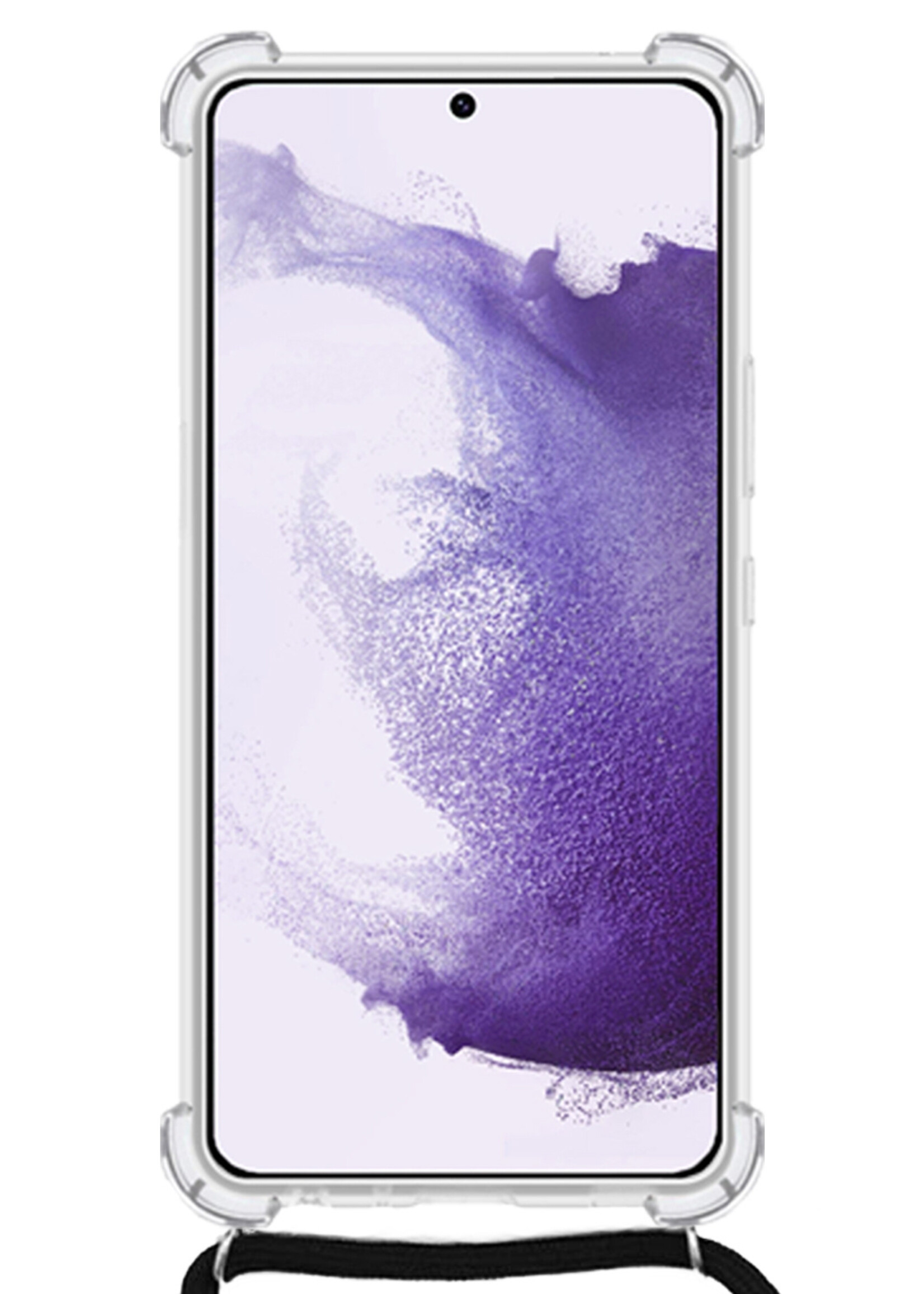 LUQ Hoesje Geschikt voor Samsung S21 Plus Hoesje Shockproof Case Siliconen Hoes Met Koord - Transparant