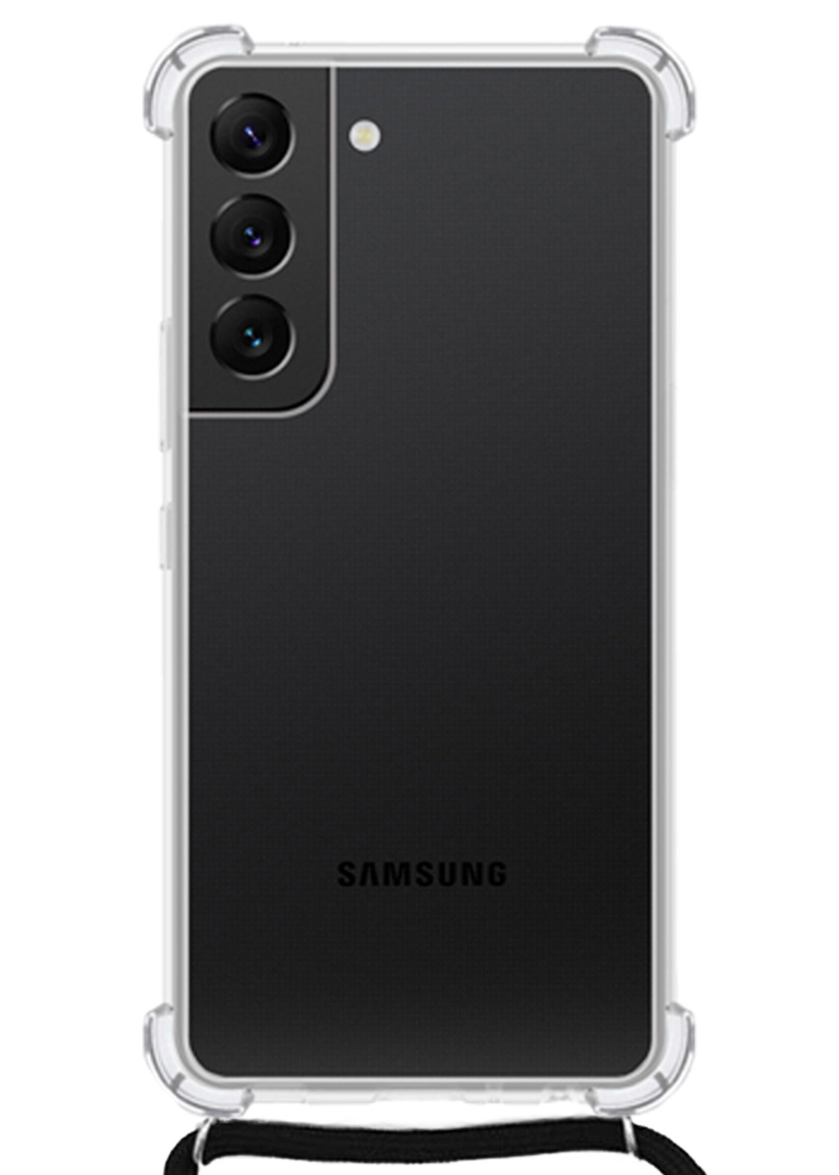 LUQ Hoesje Geschikt voor Samsung S21 Plus Hoesje Shockproof Case Siliconen Hoes Met Koord - Transparant