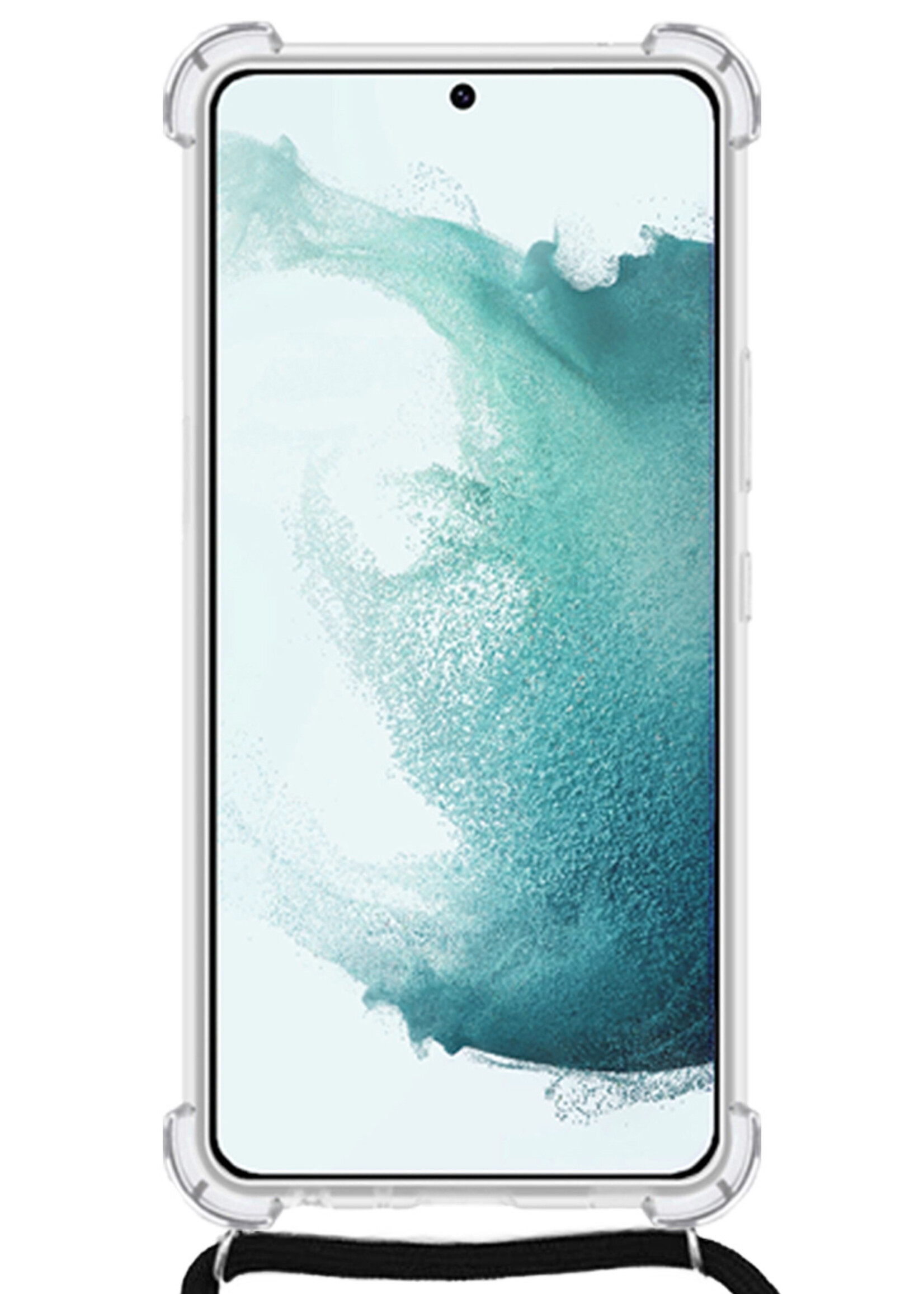 LUQ Hoesje Geschikt voor Samsung S21 Ultra Hoesje Shockproof Case Siliconen Hoes Met Koord - Transparant