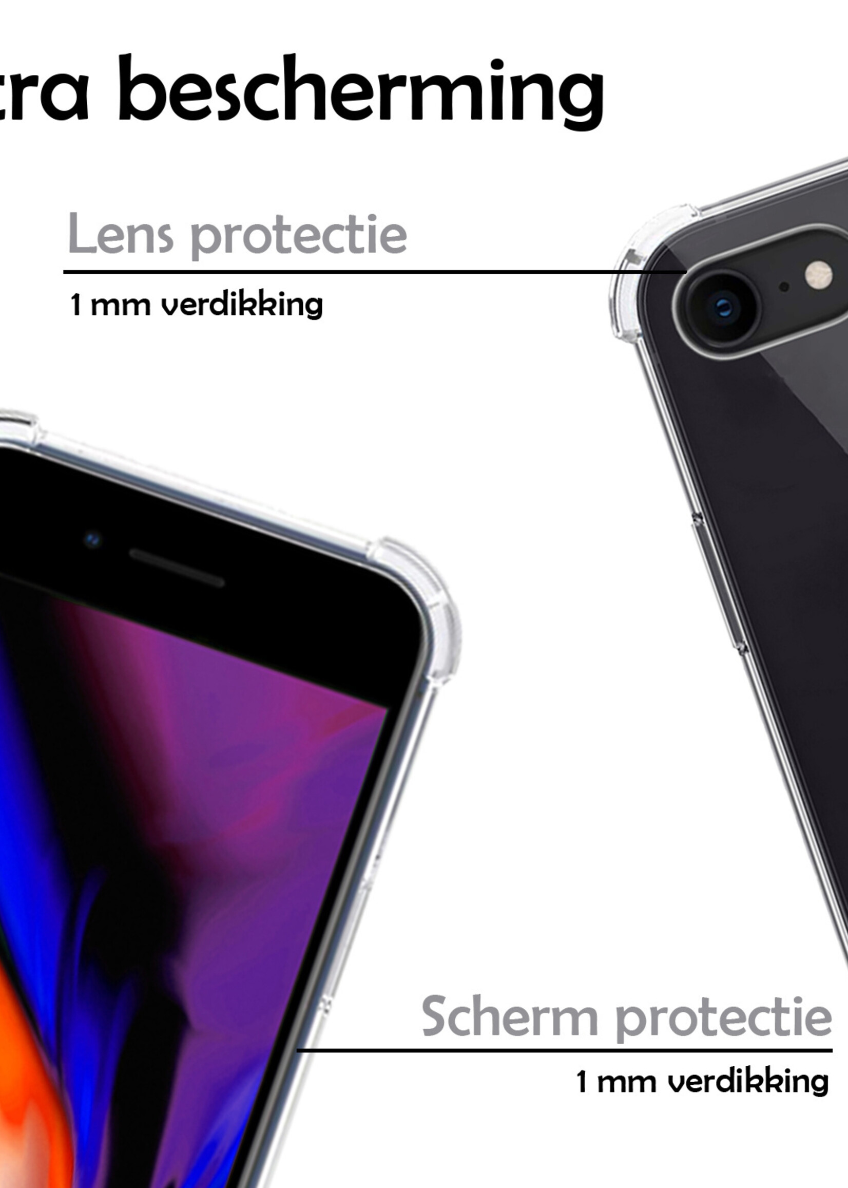 LUQ Hoesje Geschikt voor iPhone 7 Hoesje Shockproof Case Siliconen Hoes Met Koord - Transparant
