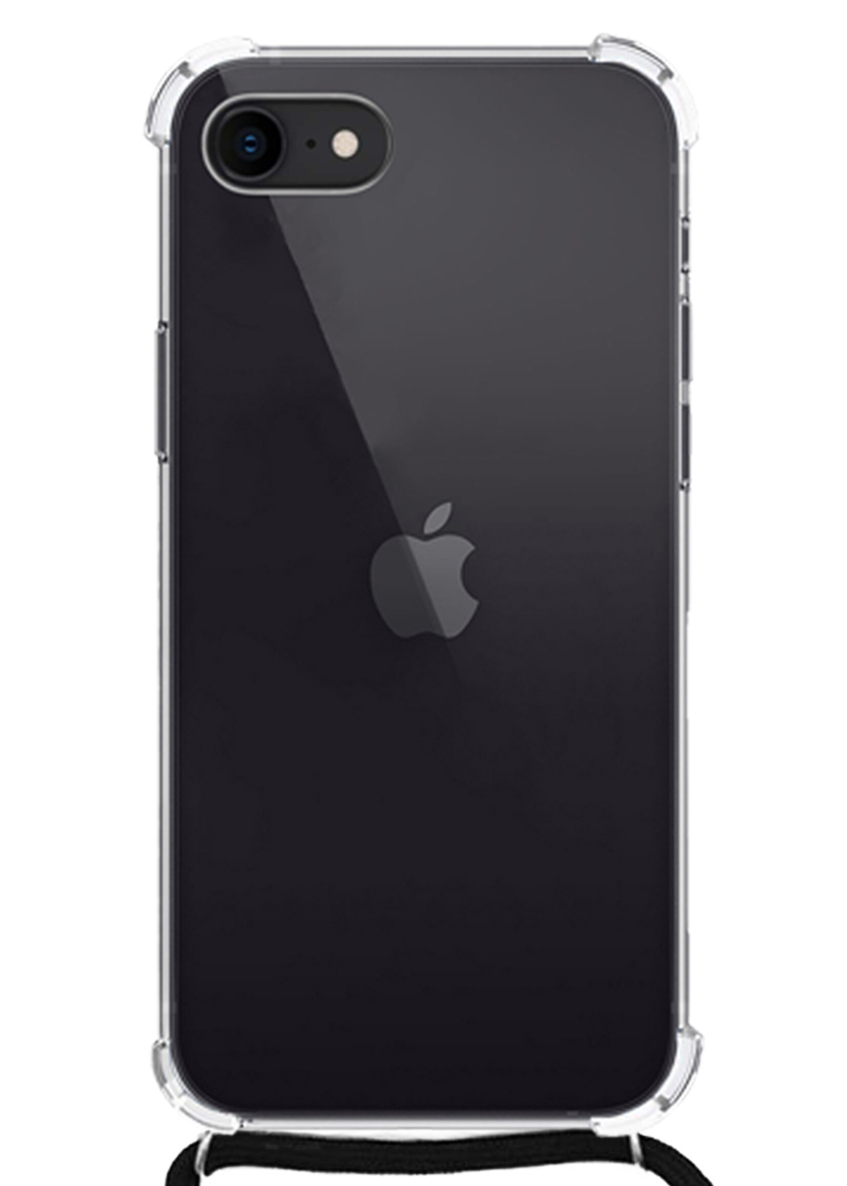 LUQ Hoesje Geschikt voor iPhone SE 2020 Hoesje Shockproof Case Siliconen Hoes Met Koord - Transparant