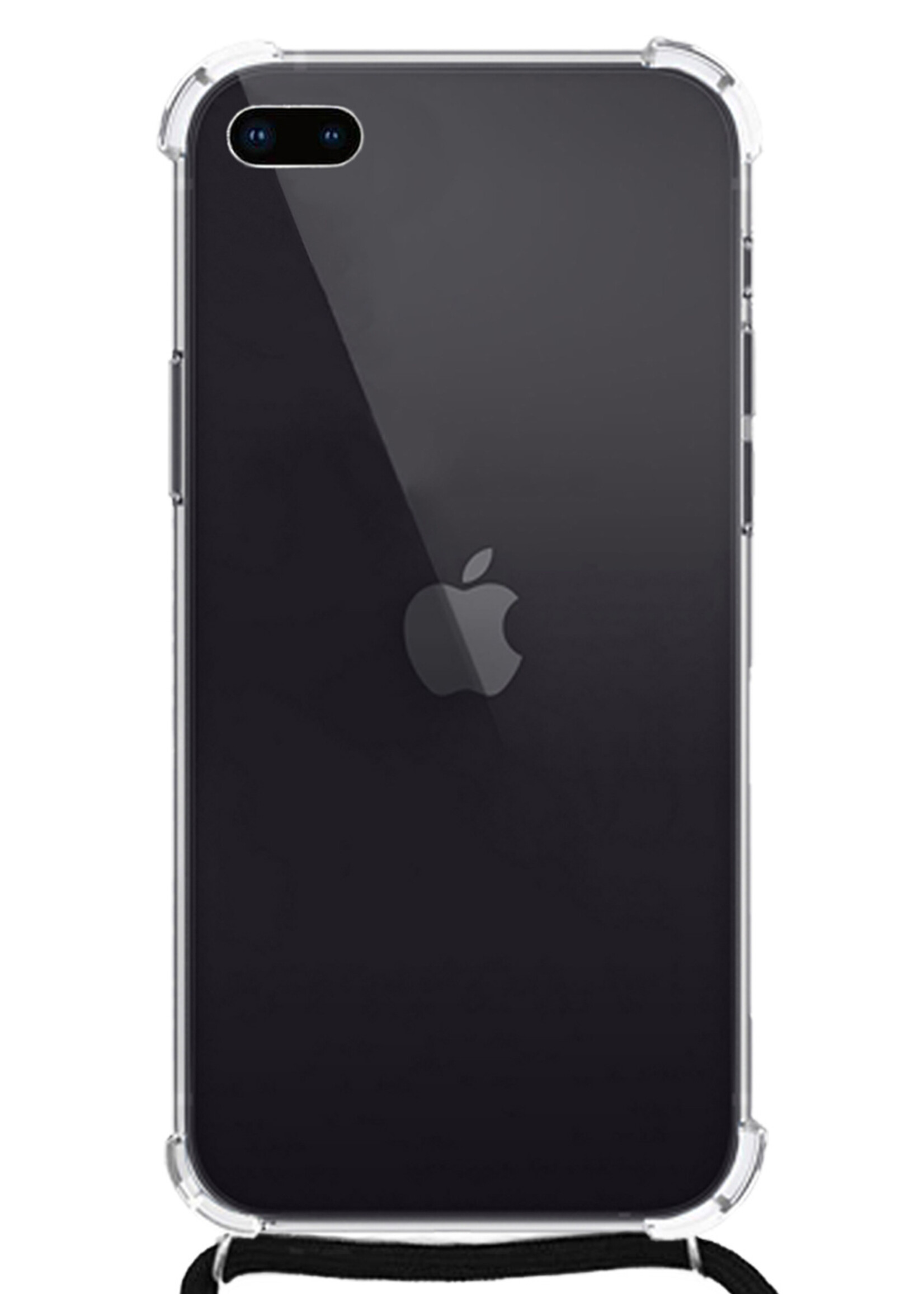 LUQ Hoesje Geschikt voor iPhone 8 Plus Hoesje Shockproof Case Siliconen Hoes Met Koord - Transparant