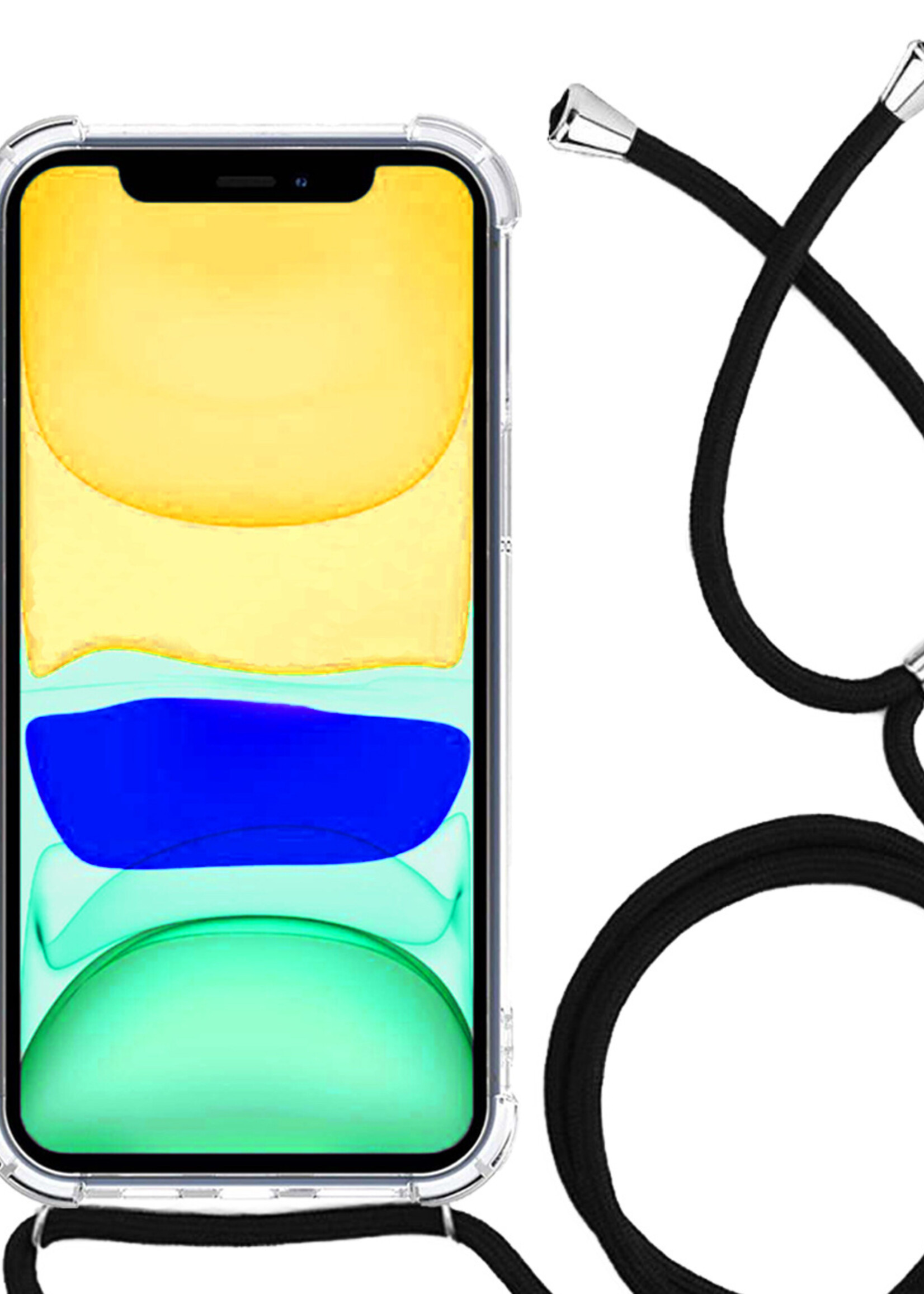 LUQ Hoesje Geschikt voor iPhone X Hoesje Shockproof Case Siliconen Hoes Met Koord - Transparant