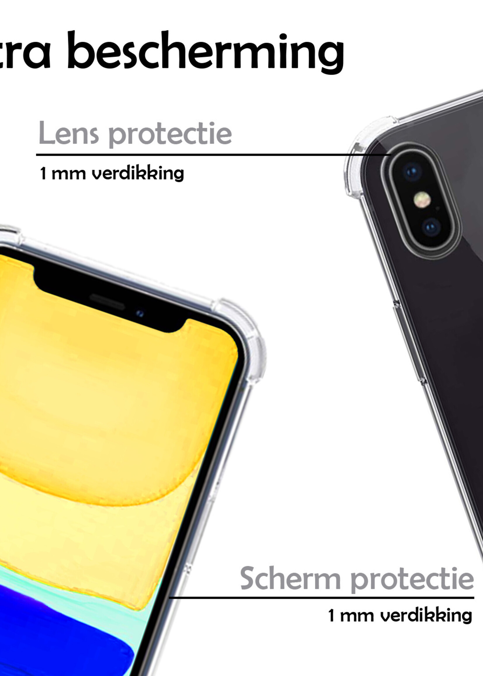 LUQ Hoesje Geschikt voor iPhone X Hoesje Shockproof Case Siliconen Hoes Met Koord - Transparant