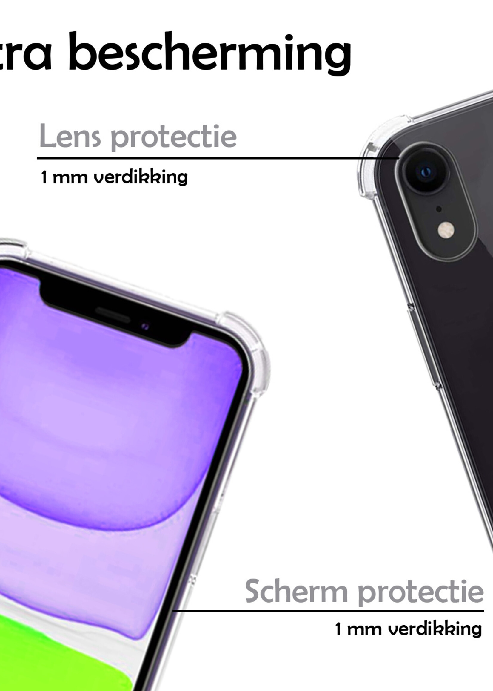 LUQ Hoesje Geschikt voor iPhone XR Hoesje Shockproof Case Siliconen Hoes Met Koord - Transparant