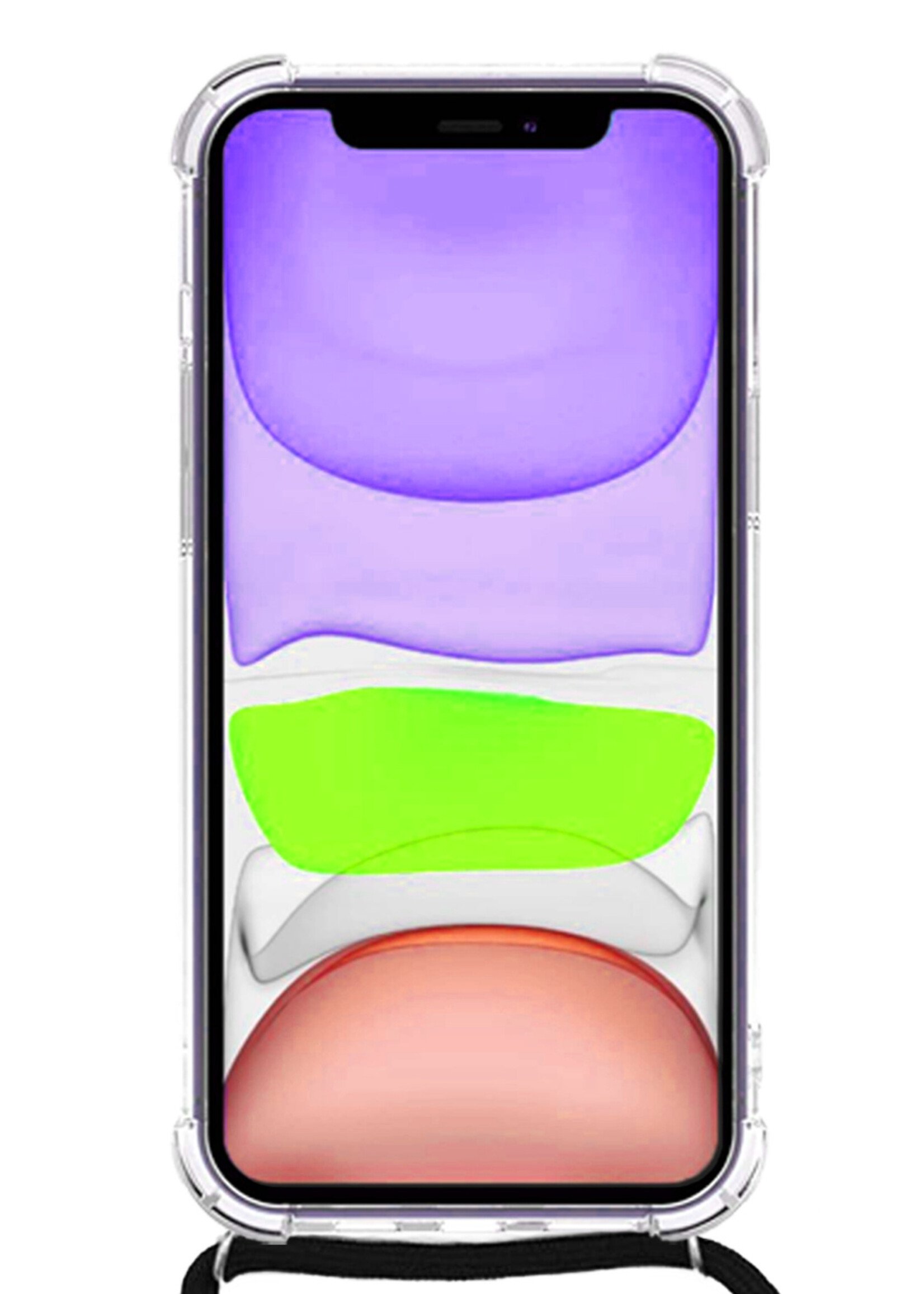 LUQ Hoesje Geschikt voor iPhone XR Hoesje Shockproof Case Siliconen Hoes Met Koord - Transparant