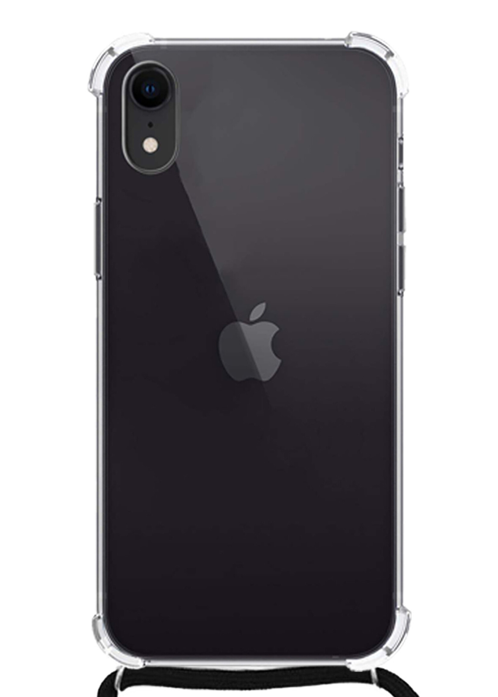 LUQ Hoesje Geschikt voor iPhone XR Hoesje Shockproof Case Siliconen Hoes Met Koord - Transparant