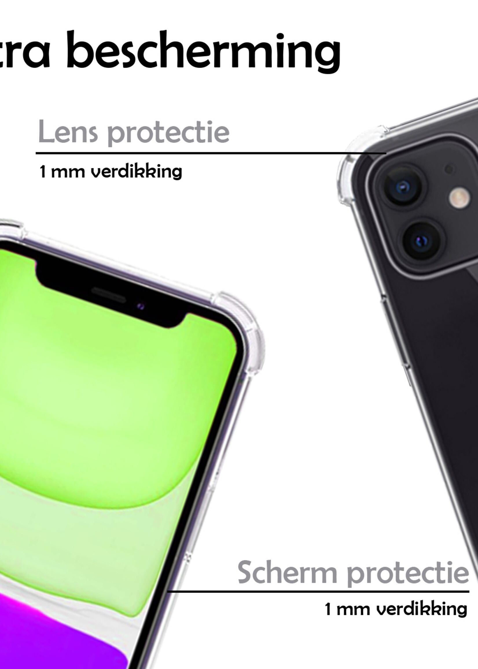LUQ Hoesje Geschikt voor iPhone 11 Hoesje Shockproof Case Siliconen Hoes Met Koord - Transparant