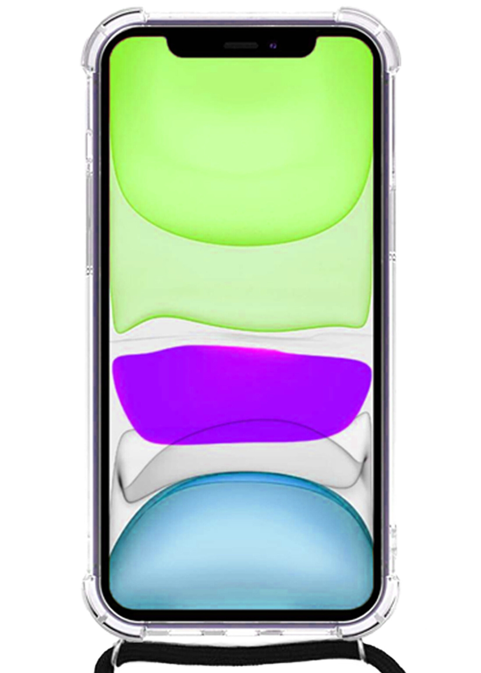 LUQ Hoesje Geschikt voor iPhone 11 Hoesje Shockproof Case Siliconen Hoes Met Koord - Transparant