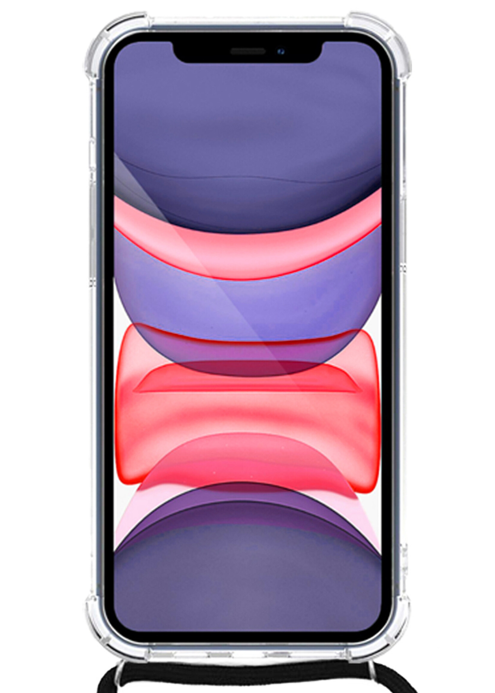 LUQ Hoesje Geschikt voor iPhone 11 Pro Max Hoesje Shockproof Case Siliconen Hoes Met Koord - Transparant