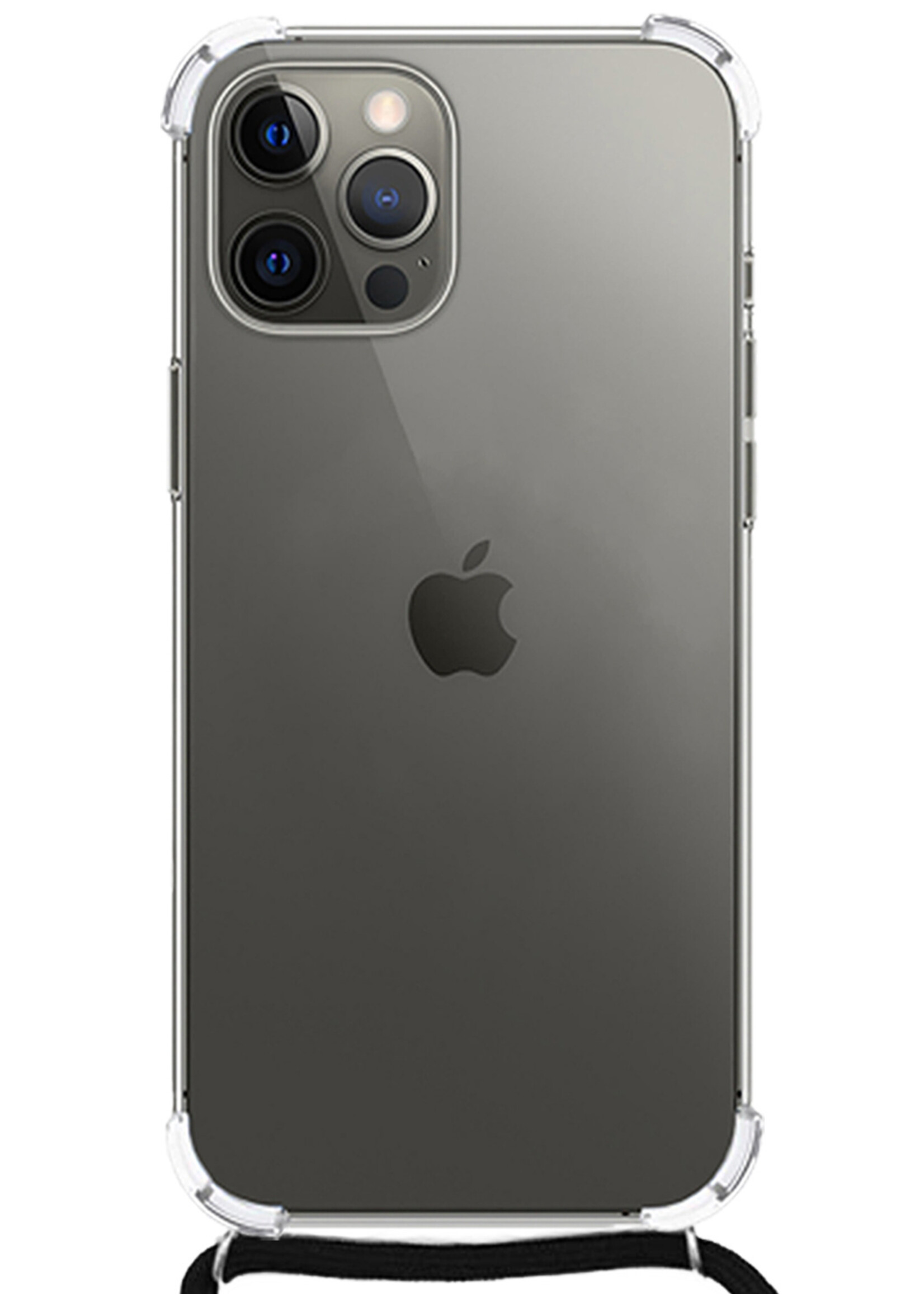 LUQ Hoesje Geschikt voor iPhone 11 Pro Max Hoesje Shockproof Case Siliconen Hoes Met Koord - Transparant