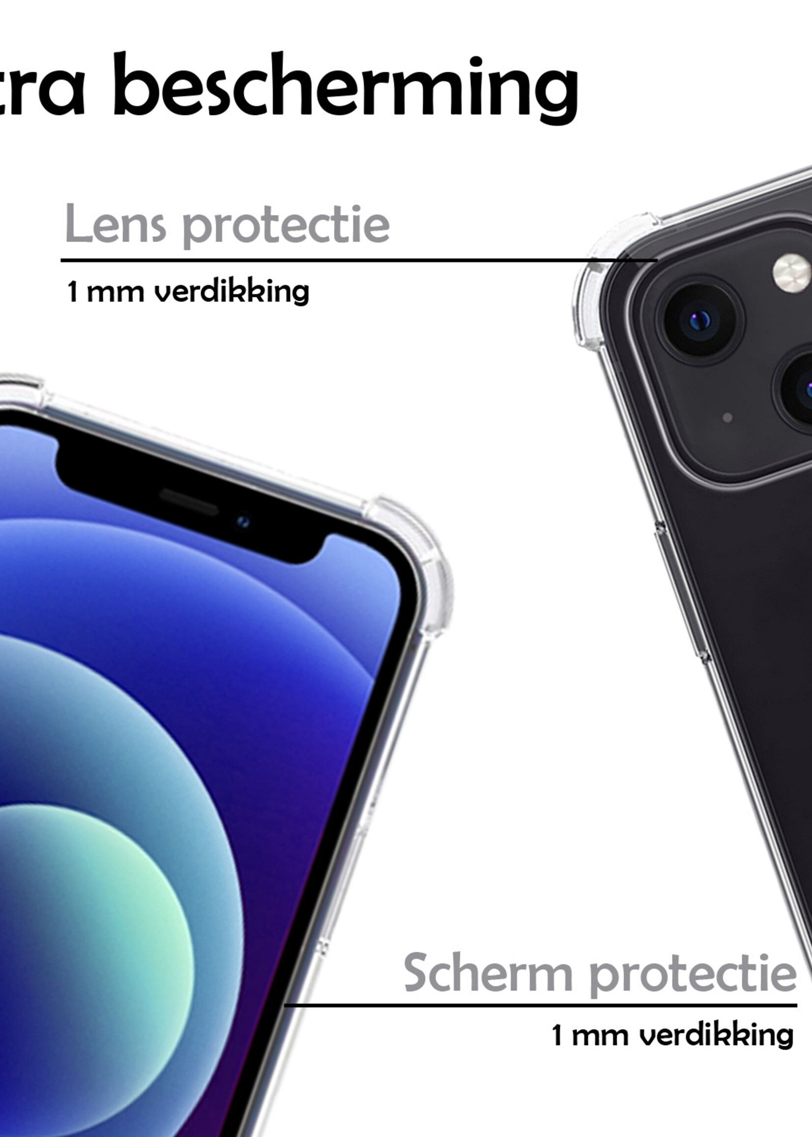LUQ Hoesje Geschikt voor iPhone 12 Hoesje Shockproof Case Siliconen Hoes Met Koord - Transparant