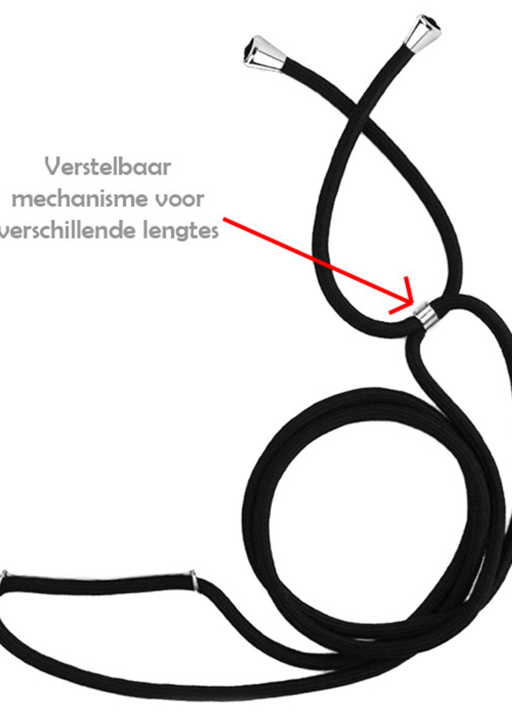 LUQ Hoesje Geschikt voor iPhone 13 Pro Max Hoesje Shockproof Case Siliconen Hoes Met Koord - Transparant