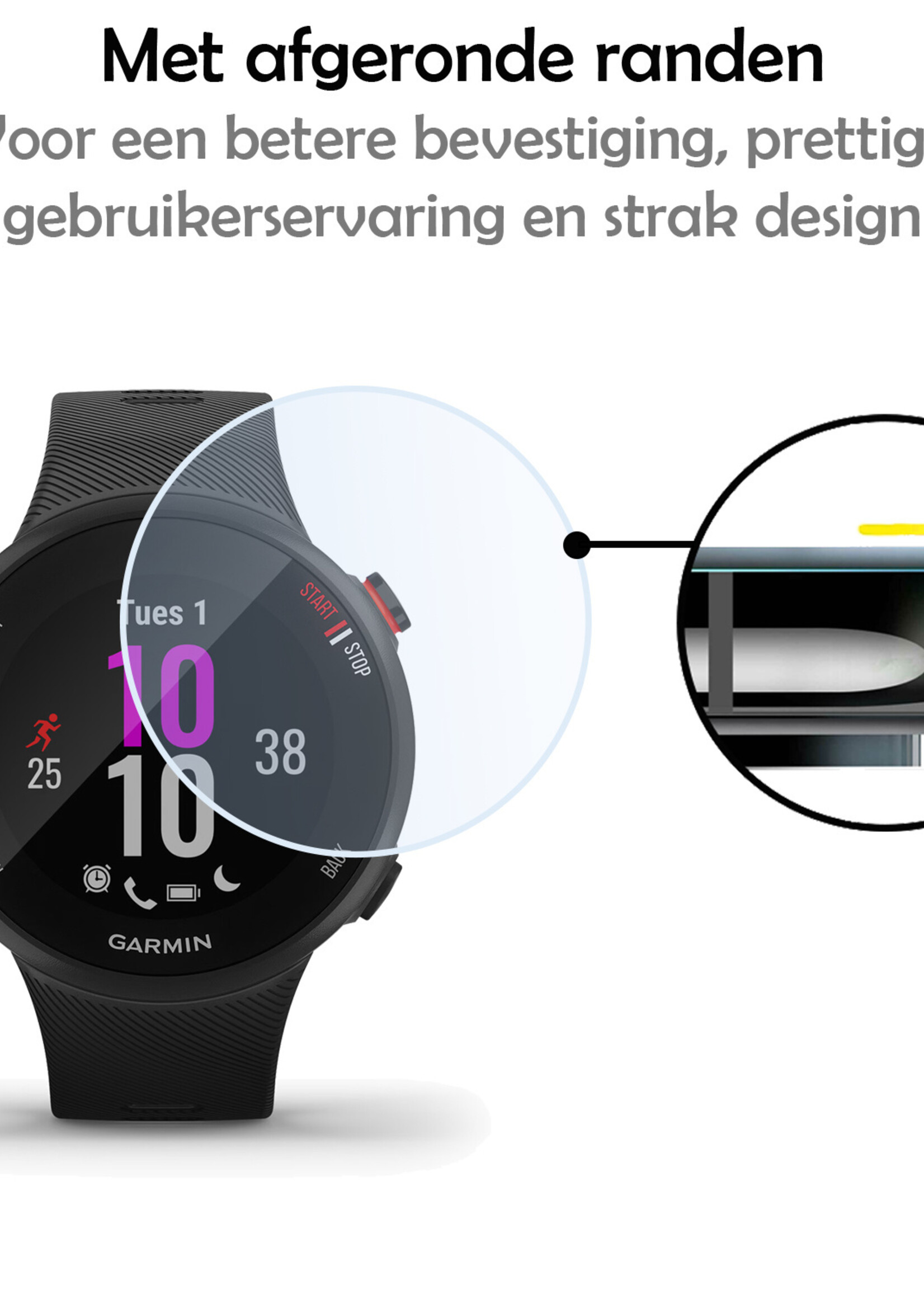 LUQ Screenprotector Geschikt voor Garmin Forerunner 45 Screenprotector Bescherm Glas Screen Protector - Screenprotector Geschikt voor Garmin Forerunner 45 Gehard Glas - 3 Stuks