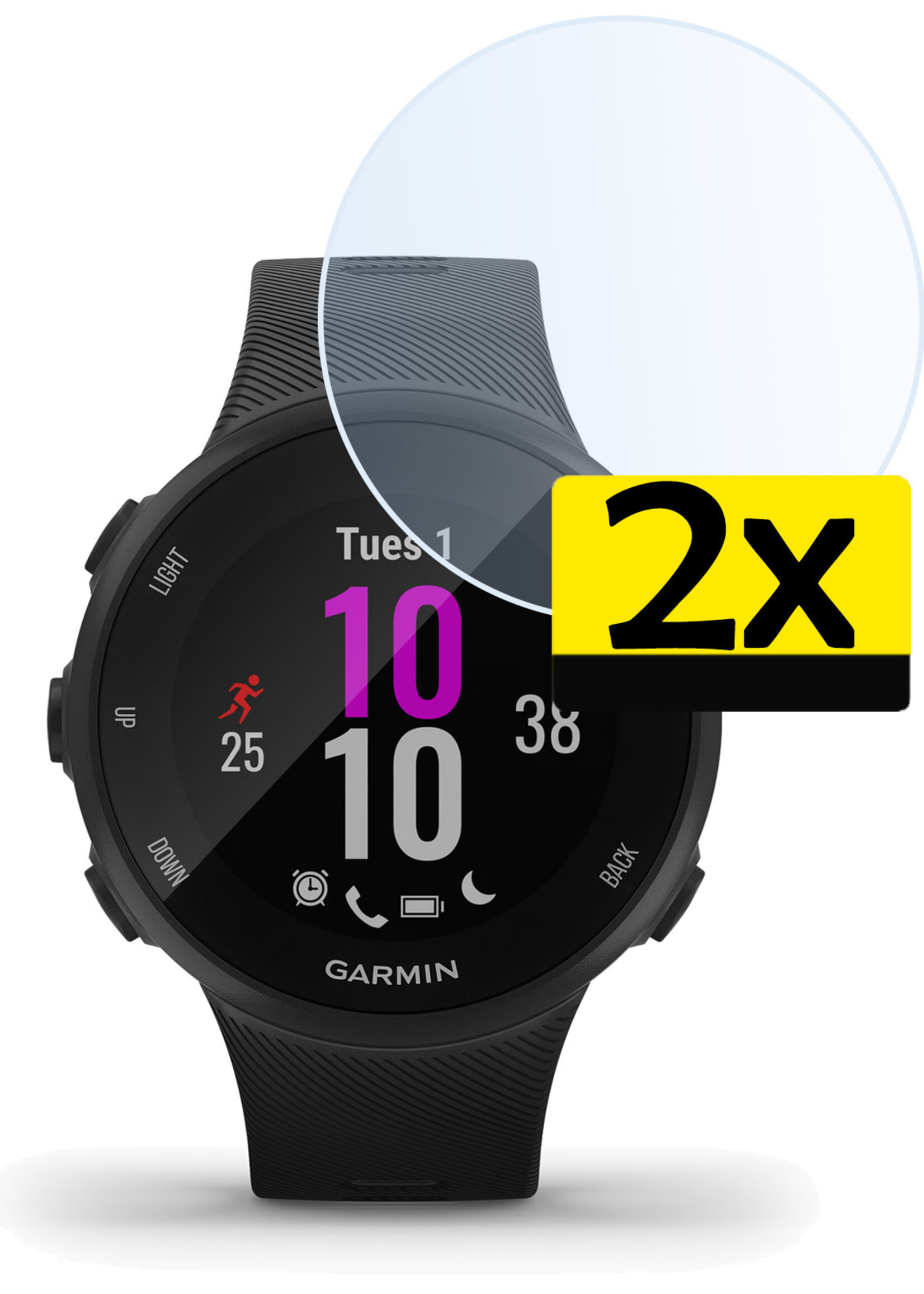 LUQ Screenprotector Geschikt voor Garmin Forerunner 55 Screenprotector Bescherm Glas Screen Protector - Screenprotector Geschikt voor Garmin Forerunner 55 Gehard Glas - 2 Stuks