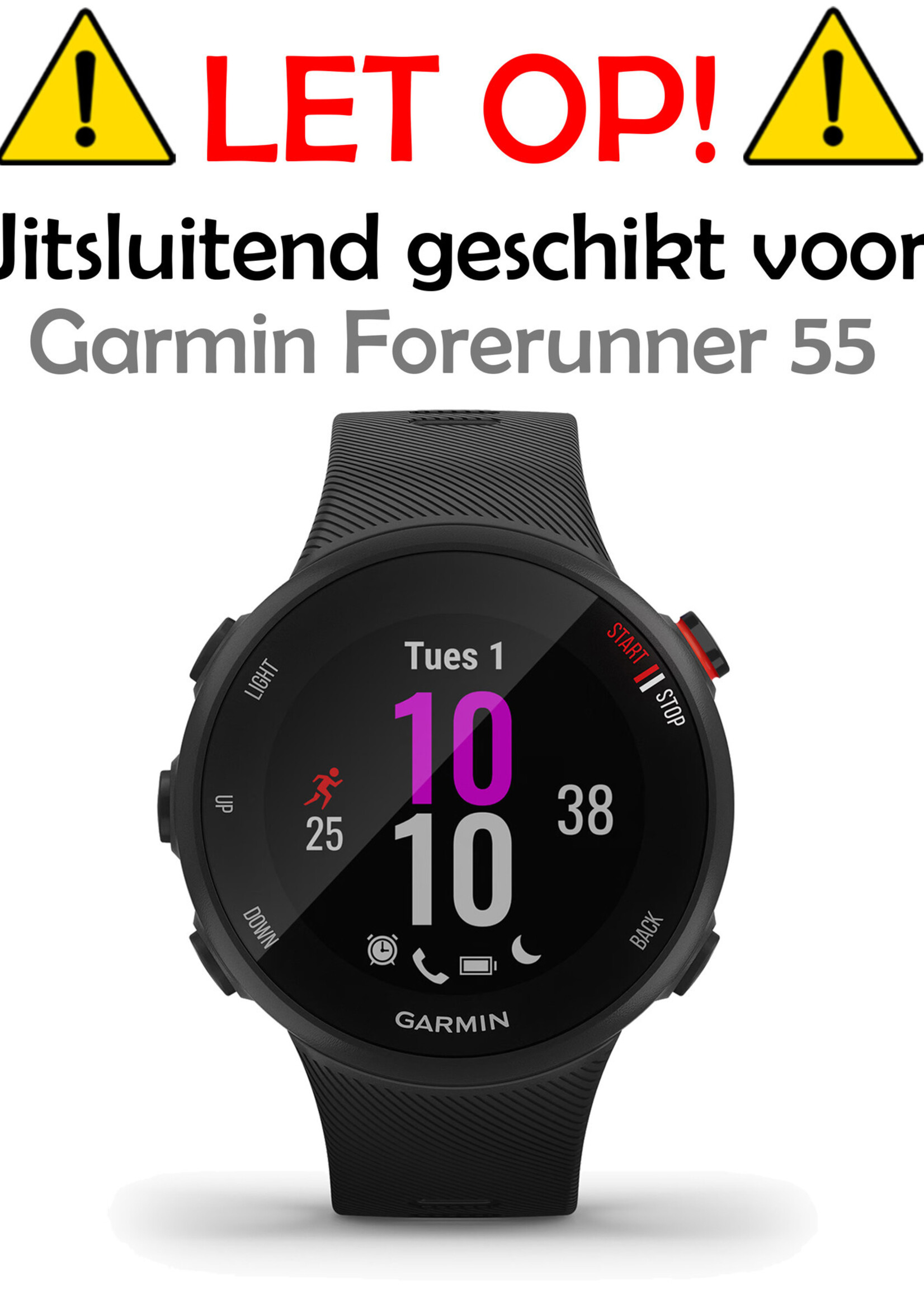 LUQ Screenprotector Geschikt voor Garmin Forerunner 55 Screenprotector Bescherm Glas Screen Protector - Screenprotector Geschikt voor Garmin Forerunner 55 Gehard Glas - 2 Stuks