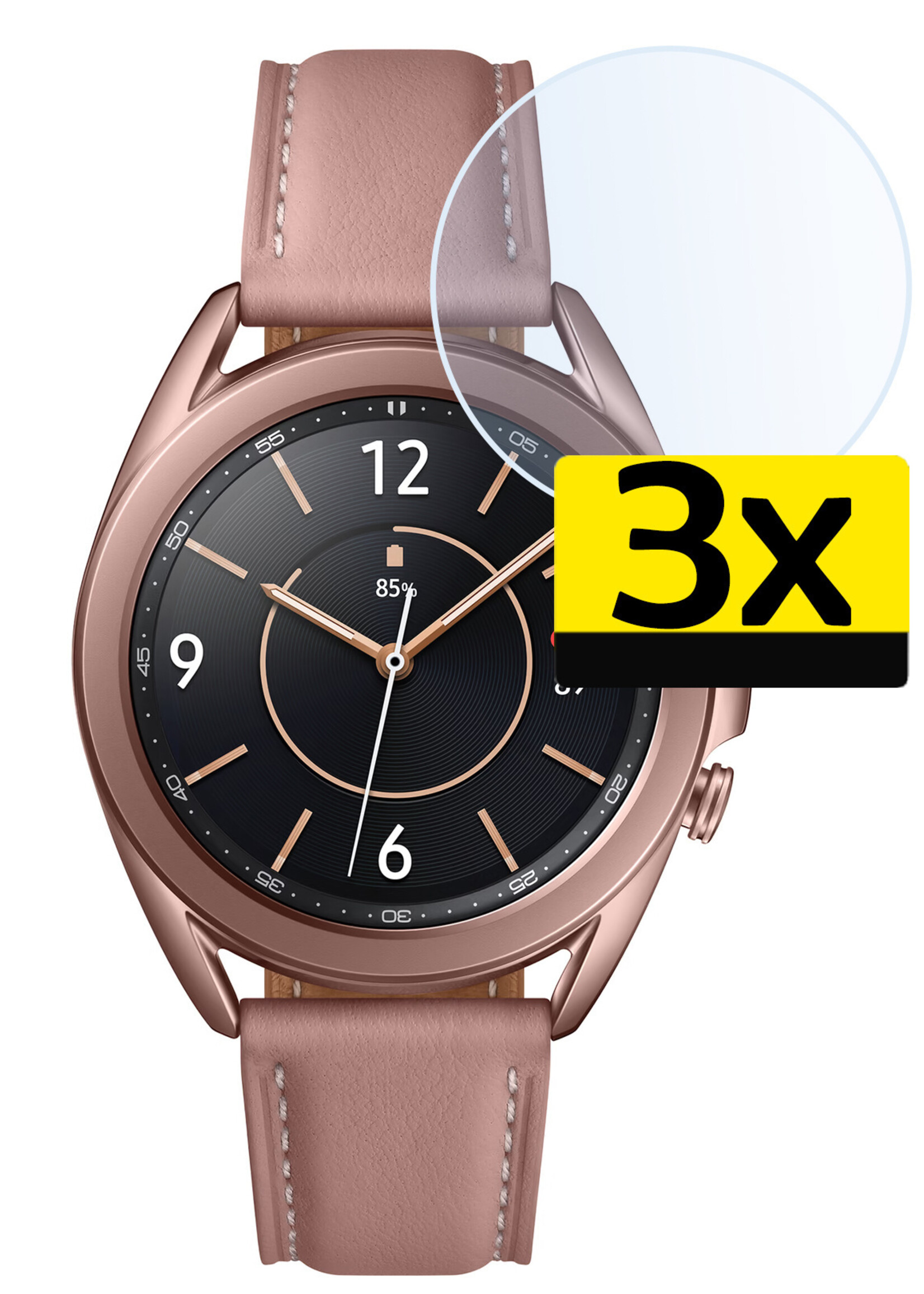 LUQ Screenprotector Geschikt voor Samsung Galaxy Watch 3 41 mm Screenprotector Bescherm Glas Screen Protector - Screenprotector Geschikt voor Samsung Watch 3 (41 mm) Gehard Glas - 3 Stuks