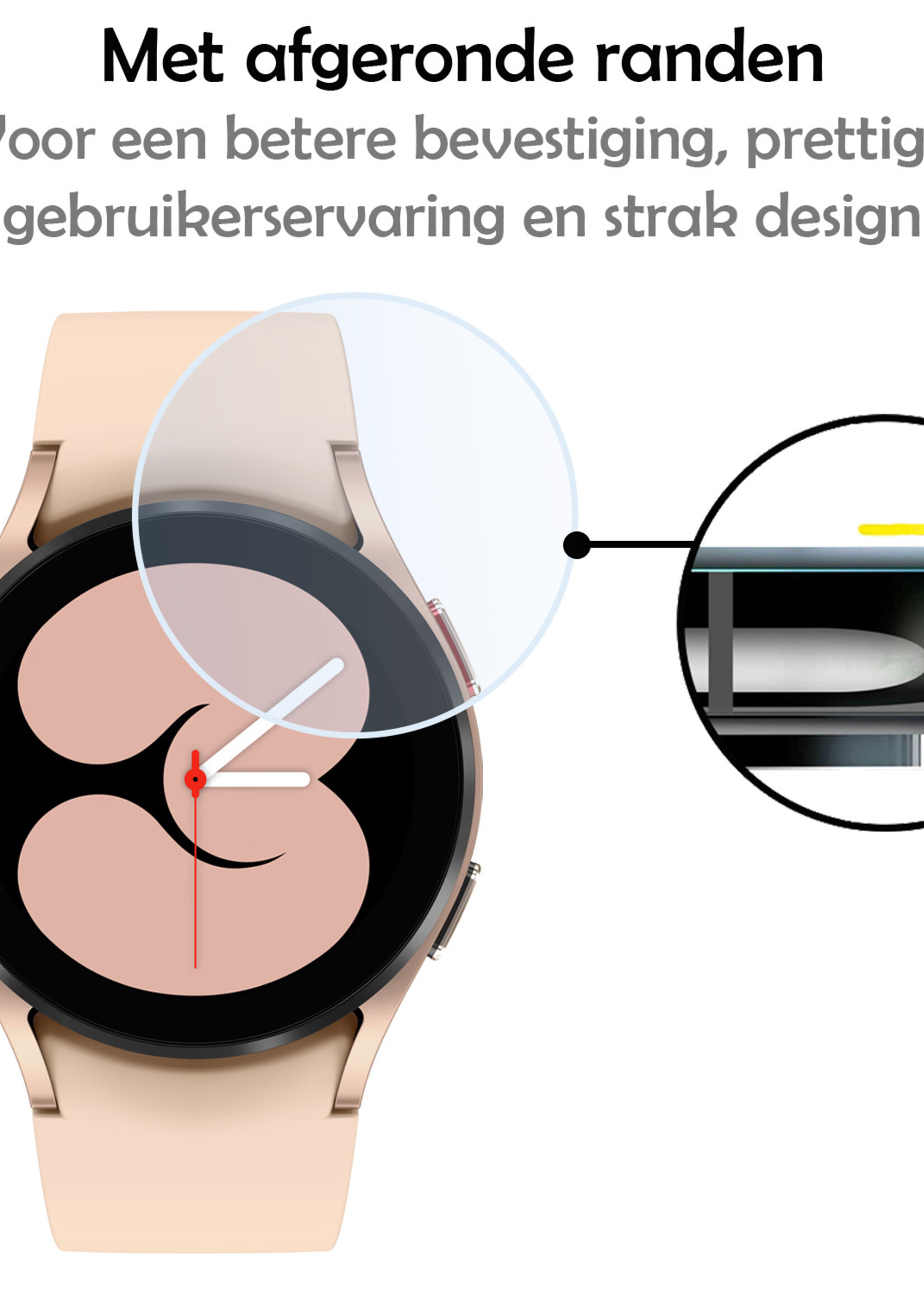 LUQ Screenprotector Geschikt voor Samsung Galaxy Watch 4 44 mm Screenprotector Bescherm Glas Screen Protector - Screenprotector Geschikt voor Samsung Watch 4 (44 mm) Gehard Glas