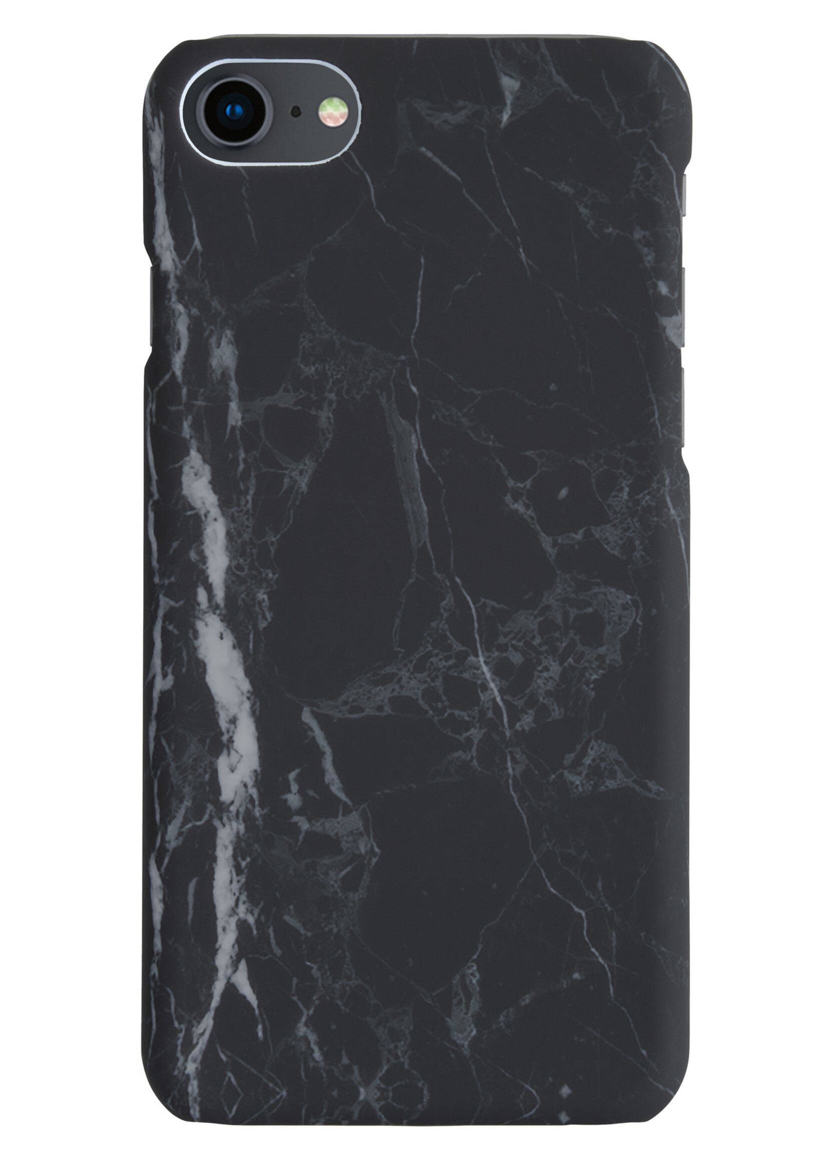 LUQ Hoesje Geschikt voor iPhone SE 2022 Hoesje Marmer Case Hard Cover - Hoes Geschikt voor iPhone SE (2022) Case Marmer Hoesje Backcover - Zwart - 2 Stuks